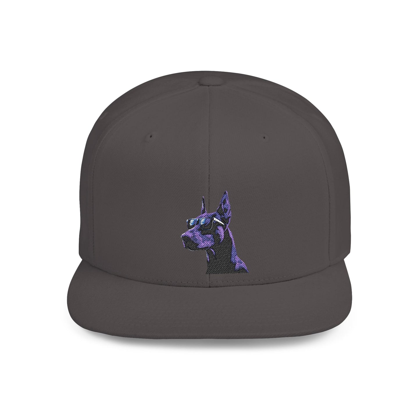 Doberman 4 Embroidered Flat Bill Snapback