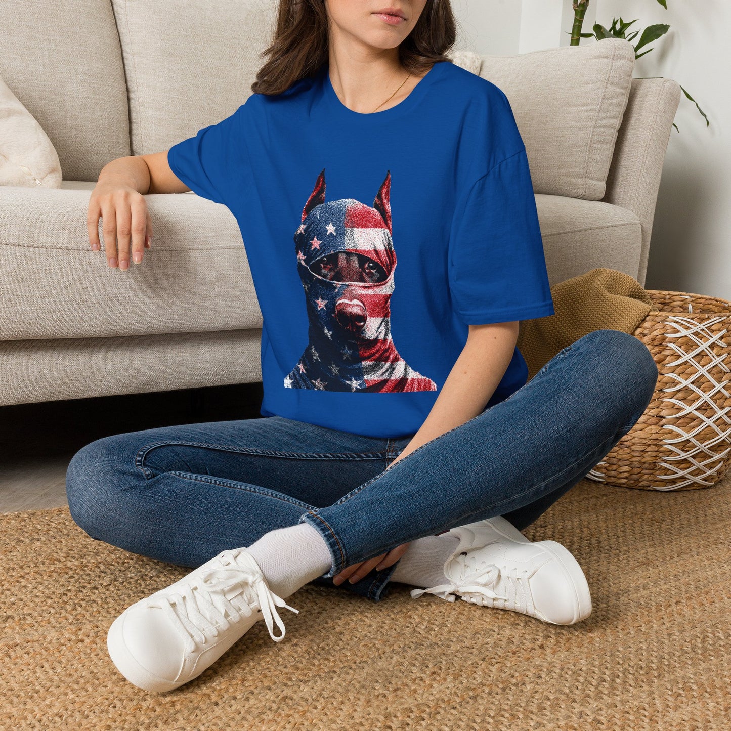Doberman 2 Portrait T‑Shirt