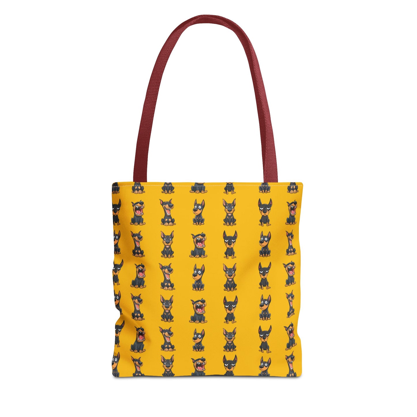 Doberman Cartoon Pattern Yellow Tote Bag