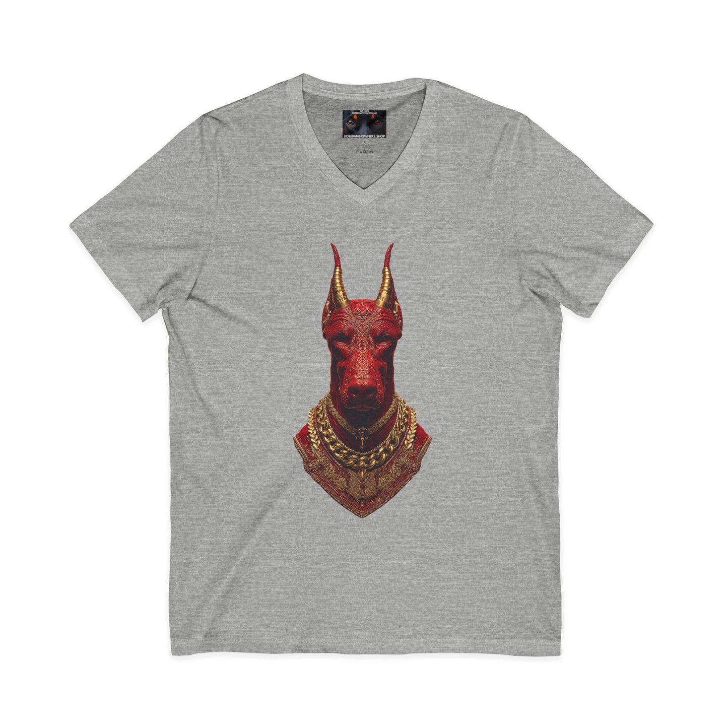 Doberman Goat 3 Private Label Unisex Jersey Short Sleeve V-Neck Tee