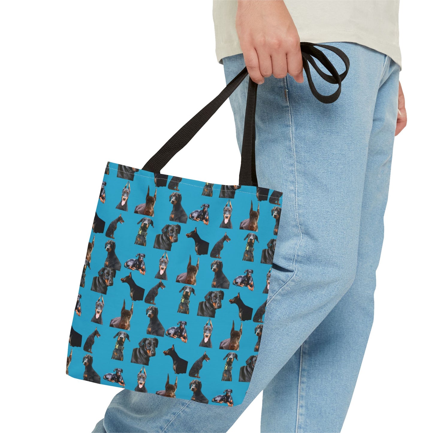 Edition 6 Doberman Model Pattern Turquoise Tote Bag