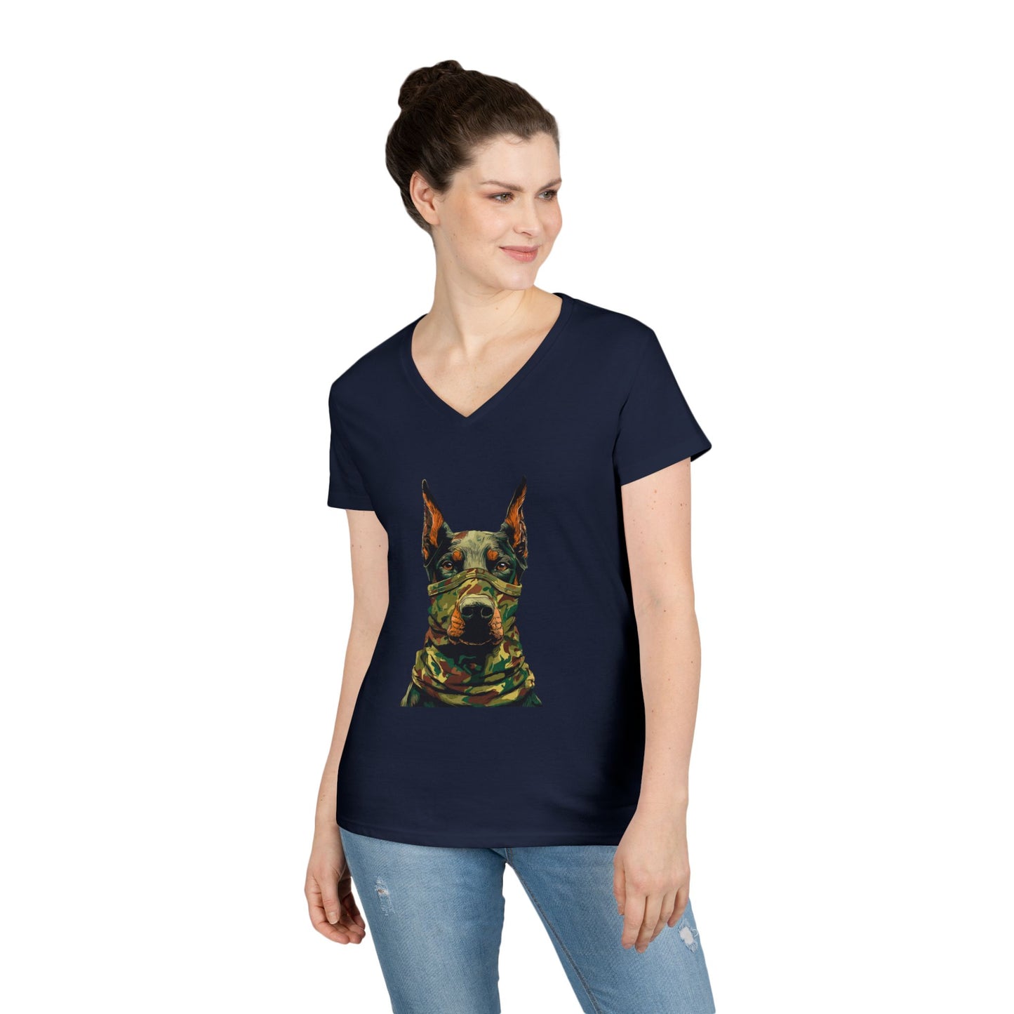 Doberman 4 V-Neck Tee Shirt for Women