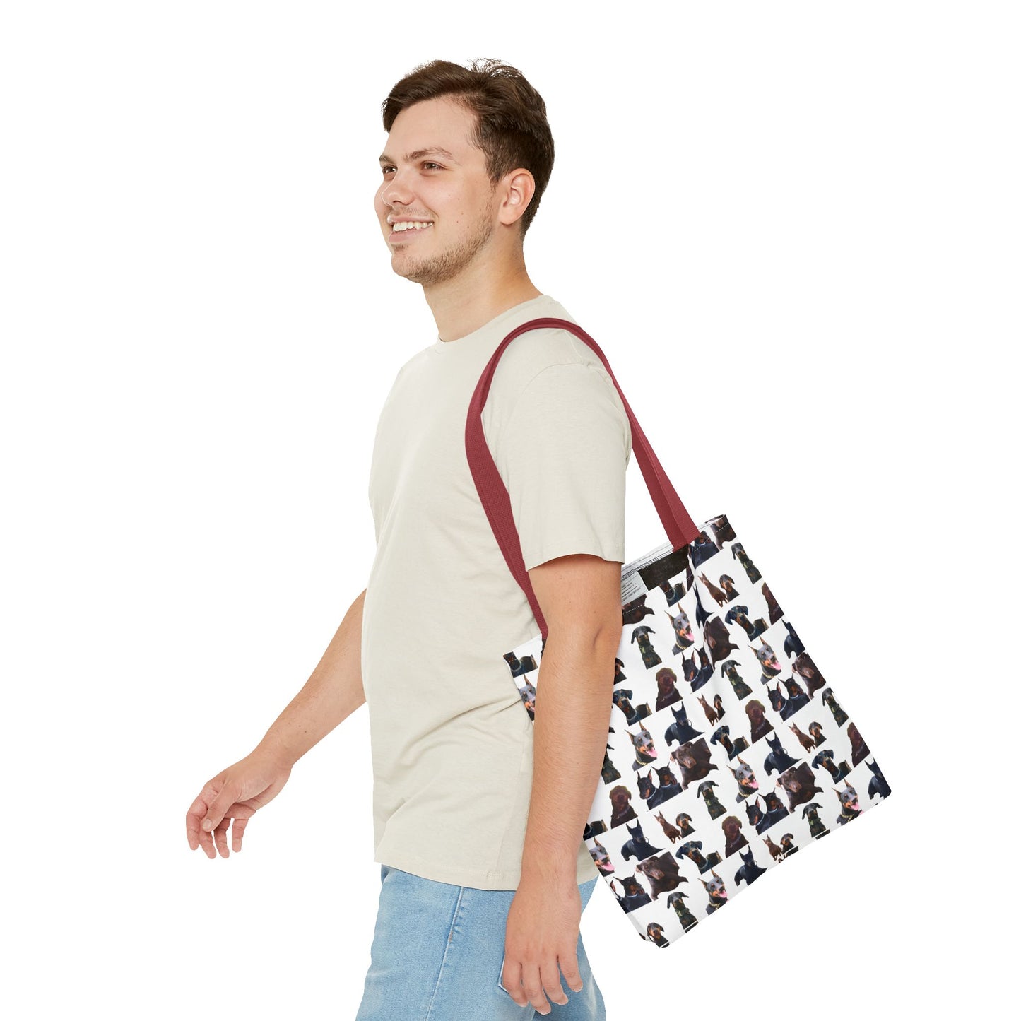 Edition 5 Doberman Model Pattern White Tote Bag