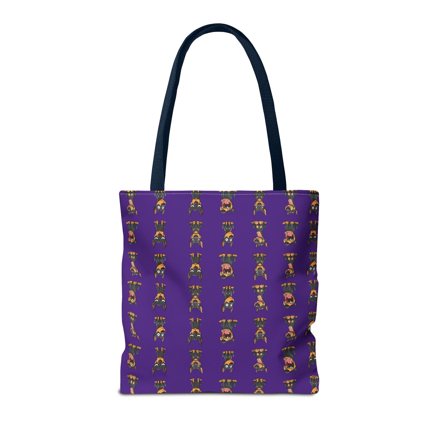 Doberman Cartoon Pattern Purple Tote Bag