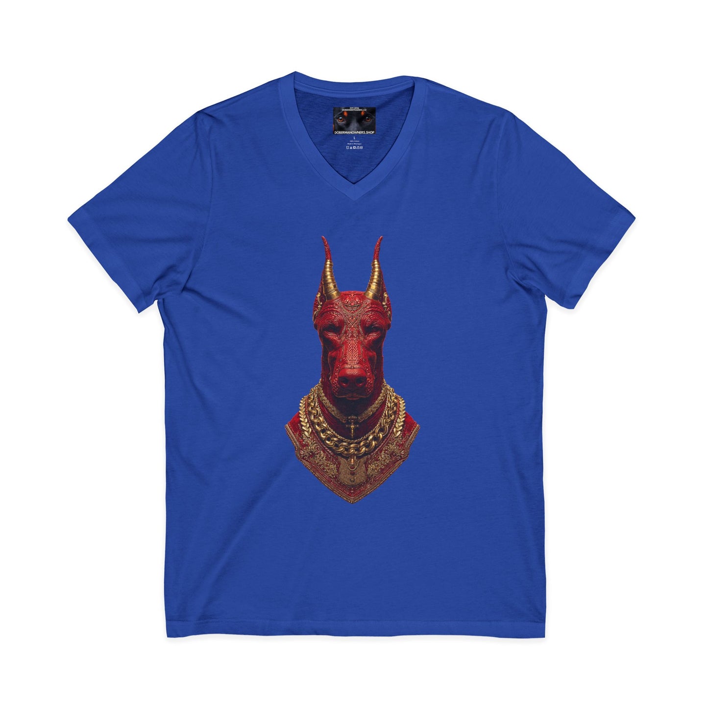 Doberman Goat 3 Private Label Unisex Jersey Short Sleeve V-Neck Tee