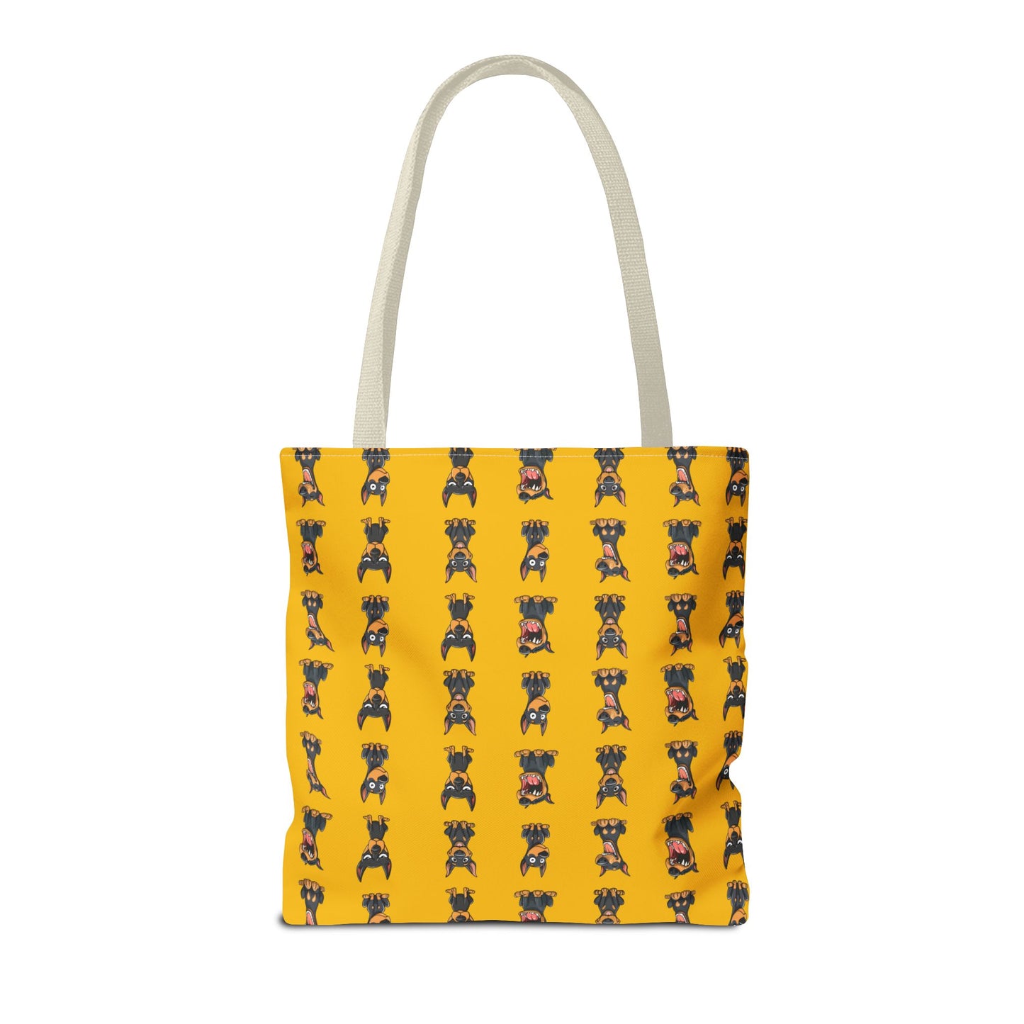 Doberman Cartoon Pattern Yellow Tote Bag