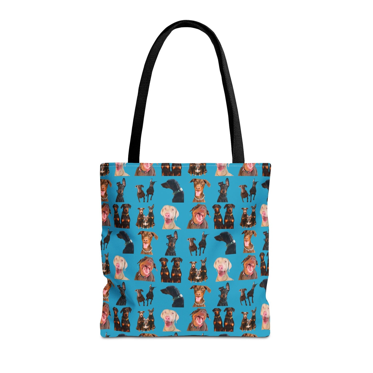 Edition 9 Doberman Model Pattern Turquoise Tote Bag