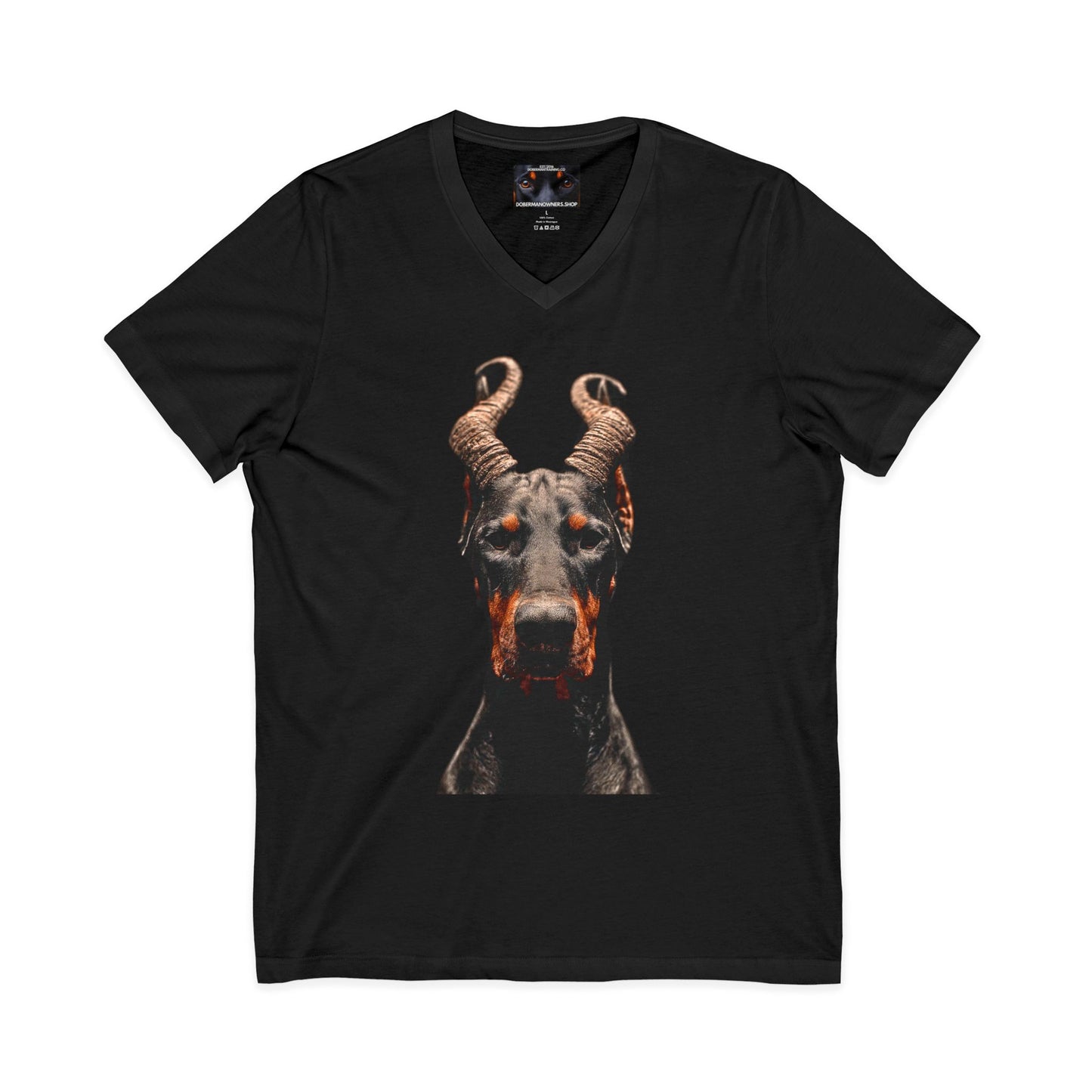 Doberman Goat 1 Private Label Unisex Jersey Short Sleeve V-Neck Tee