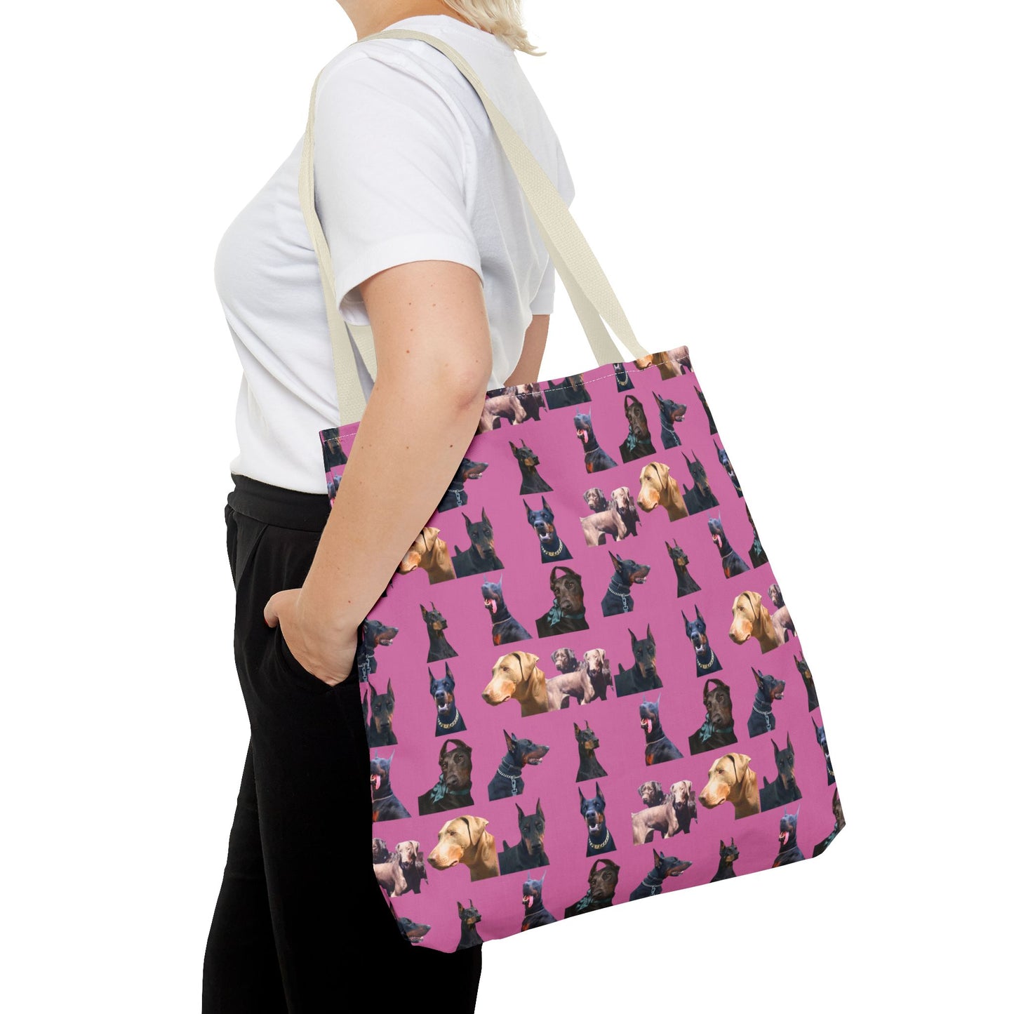 Edition 8 Doberman Model Pattern Light Pink Tote Bag