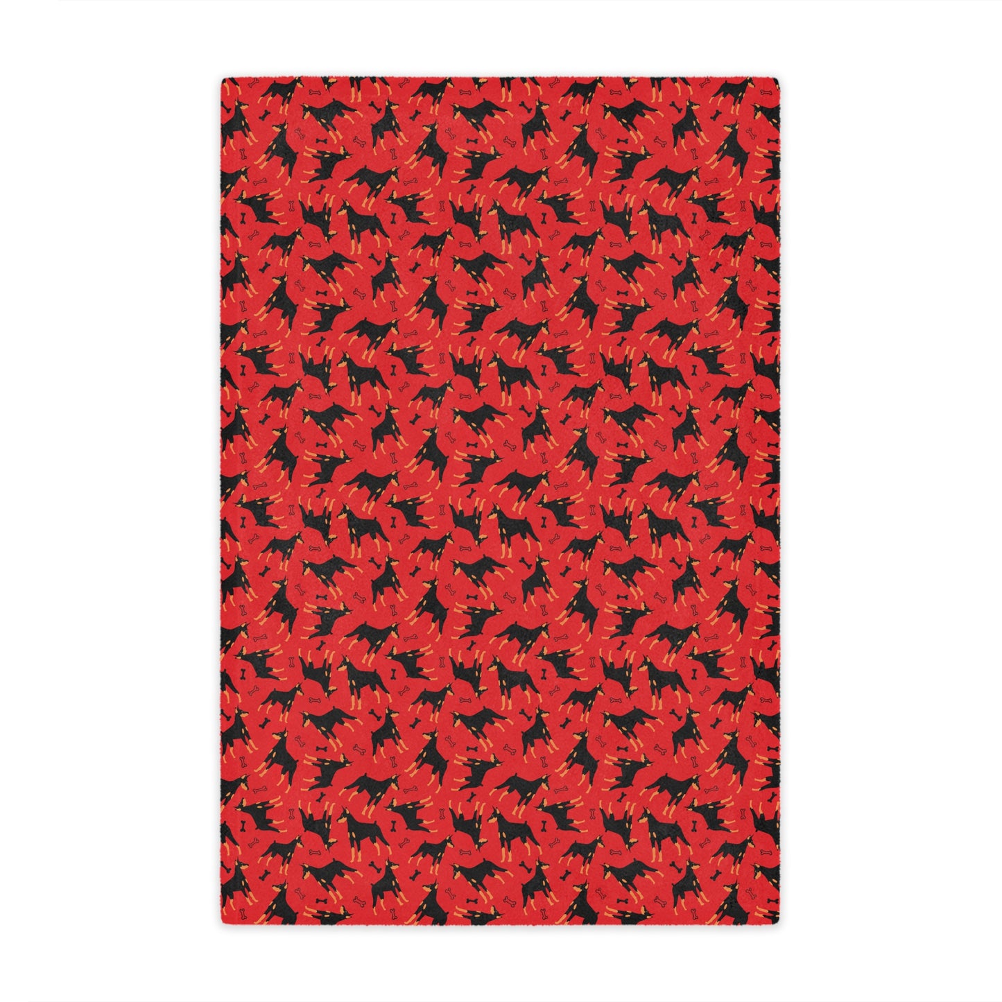 Red AOP Dobie 1 Minky Blanket, Soft Throw Blanket, Warm Plush Blanket