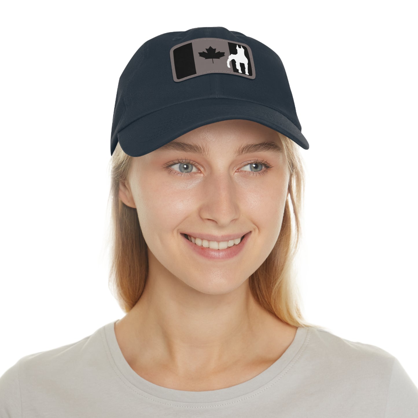 Doberman Protect Canada 1 Dad Hat with Leather Patch (Rectangle)