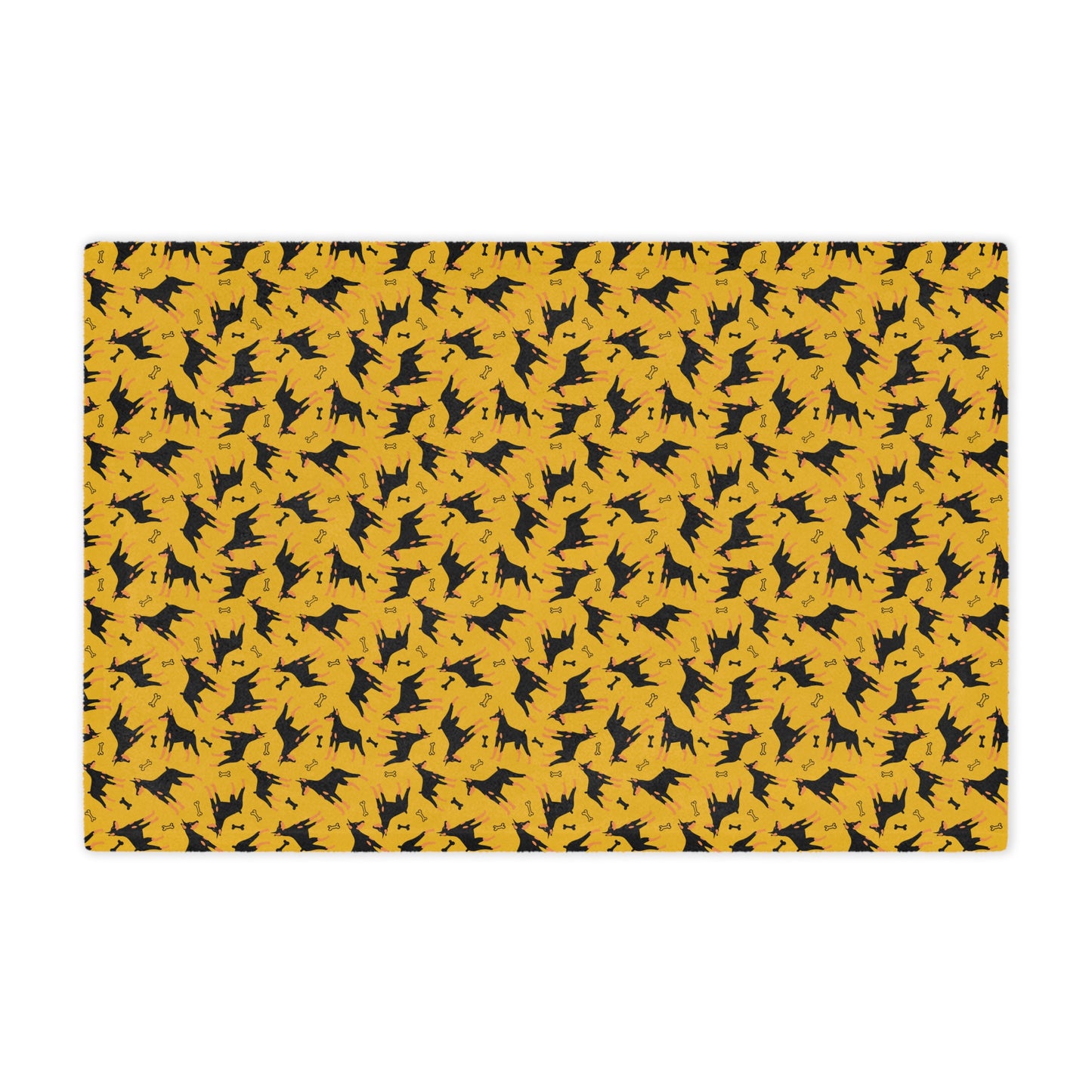 Yellow AOP Dobie 1 Minky Blanket, Soft Throw Blanket, Warm Plush Blanket