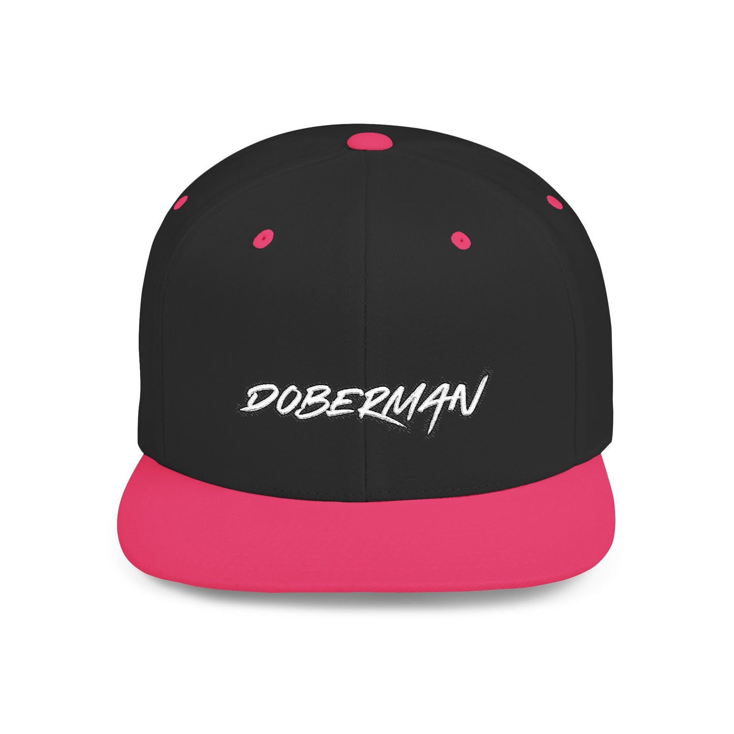 Doberman 3 Embroidered Flat Bill Snapback