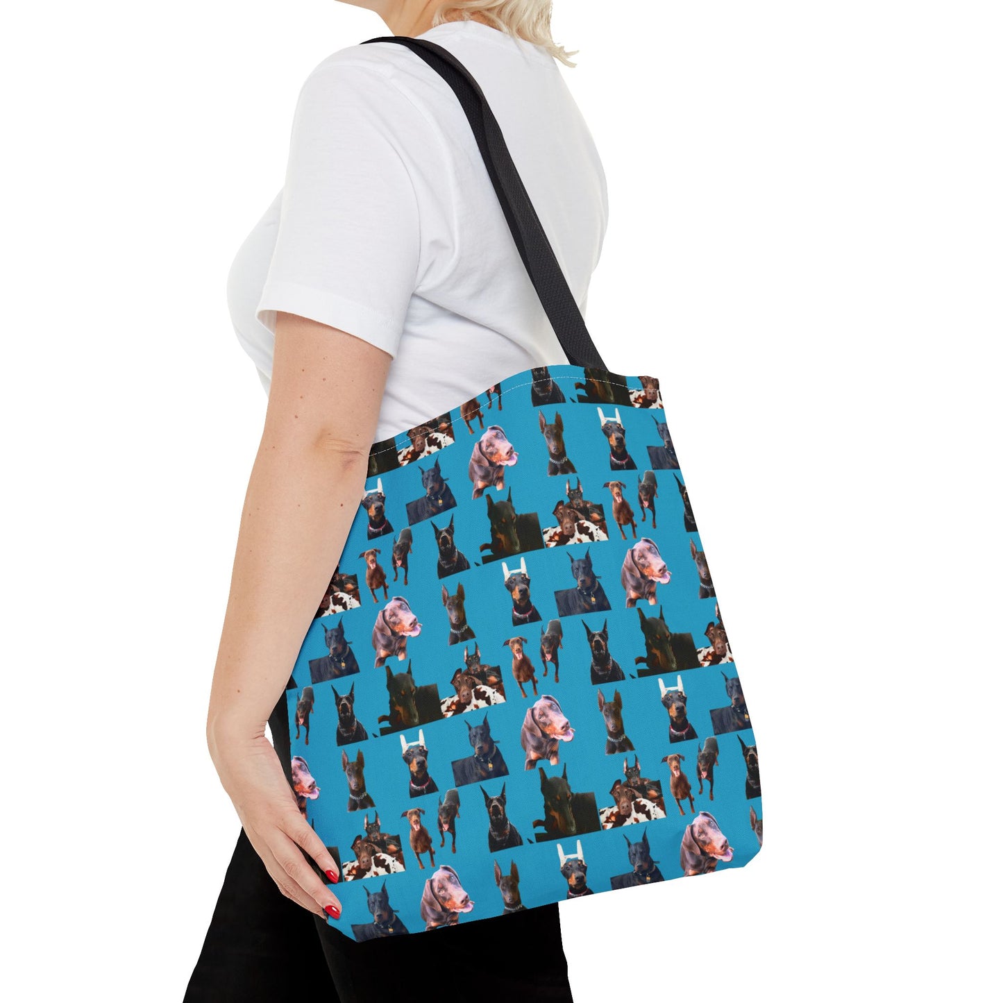 Edition 10 Doberman Model Pattern Turquoise Tote Bag