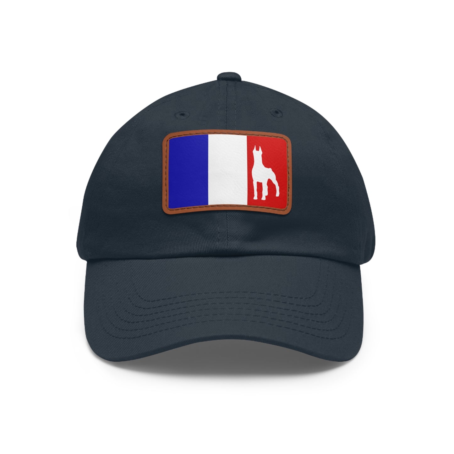 Doberman France Protect 1 Dad Hat with Leather Patch (Rectangle)
