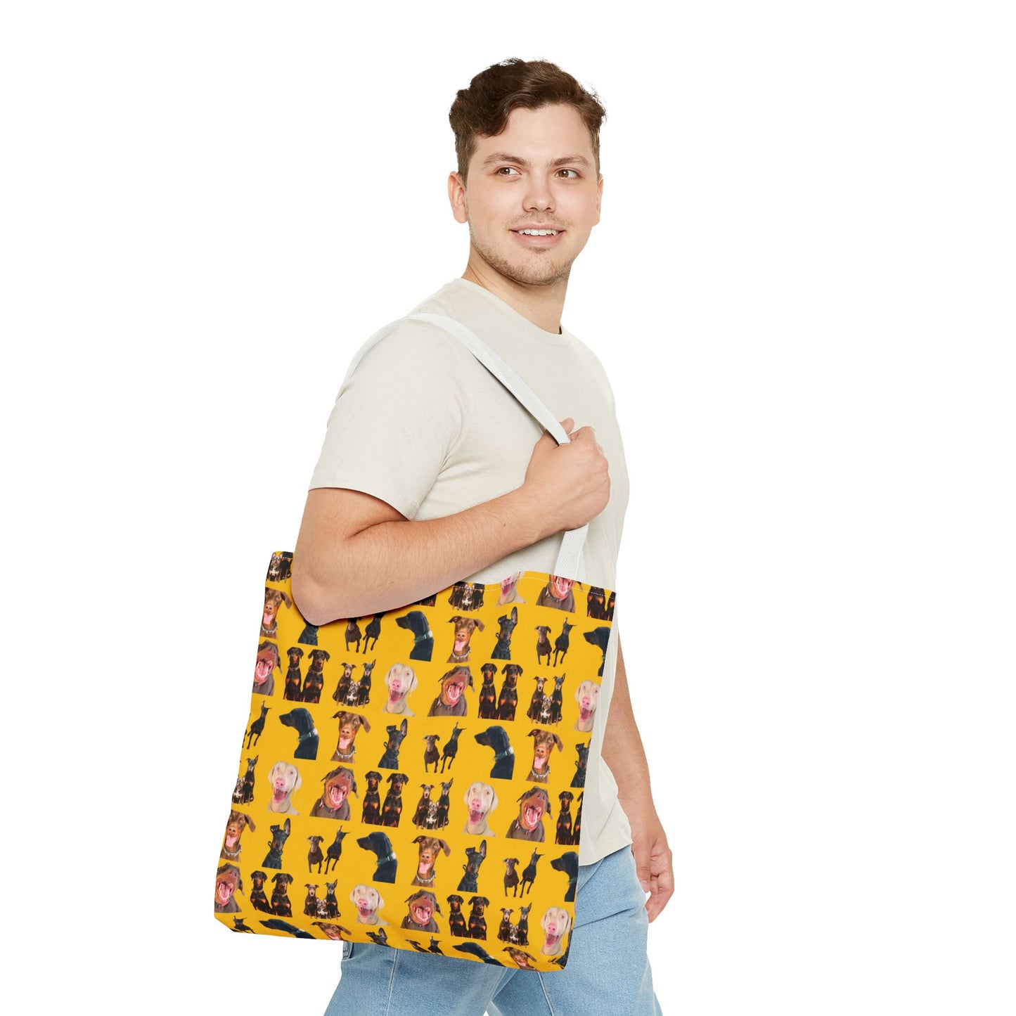 Edition 9 Doberman Model Pattern Yellow Tote Bag