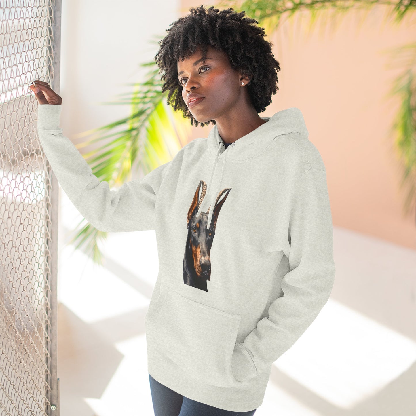 Doberman Goat 2 Fleece Hoodie