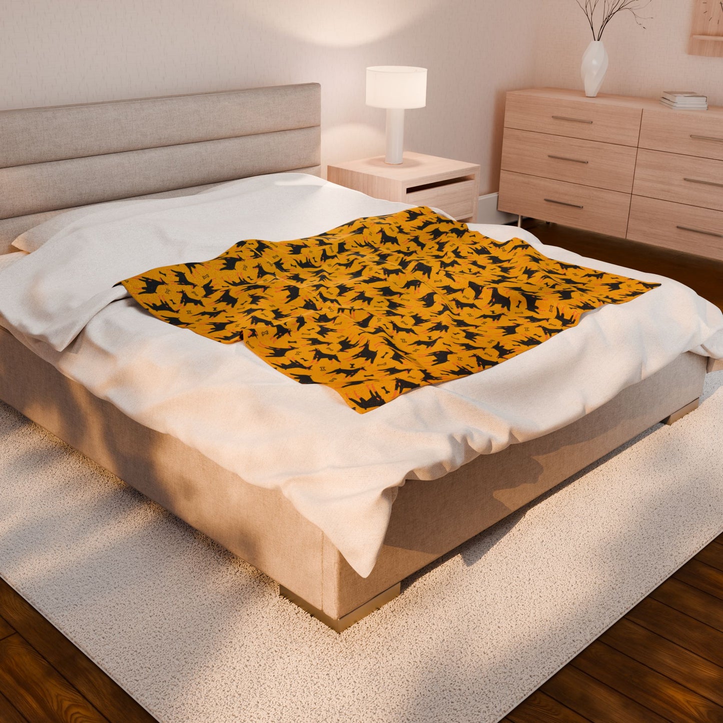 Yellow AOP Velveteen Plush Blanket