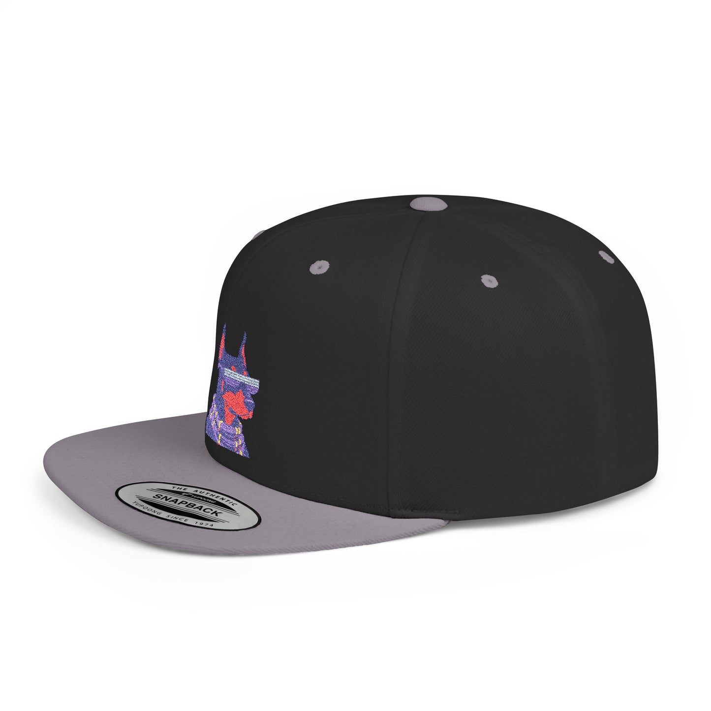 Doberman 2 Embroidered Flat Bill Snapback