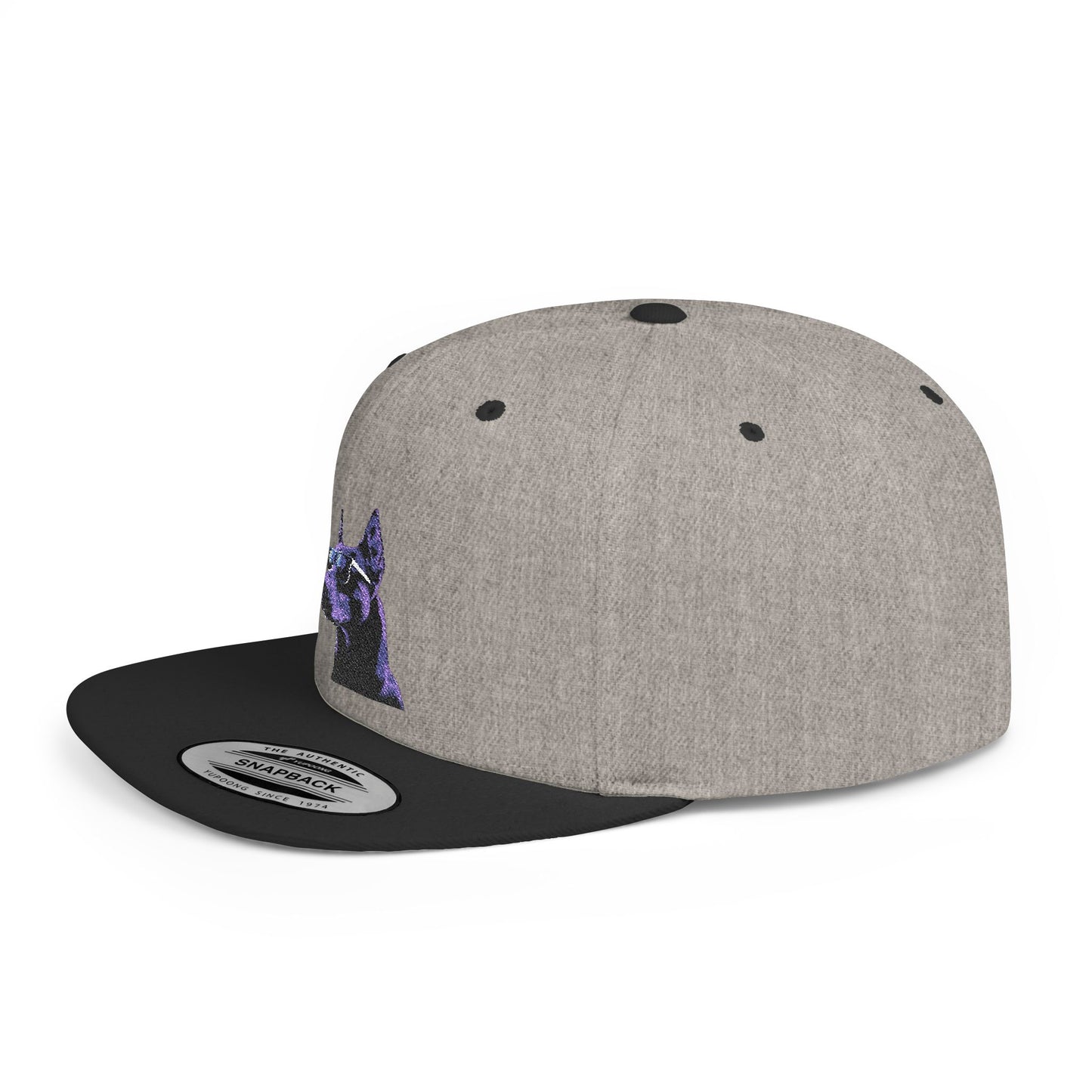 Doberman 4 Embroidered Flat Bill Snapback