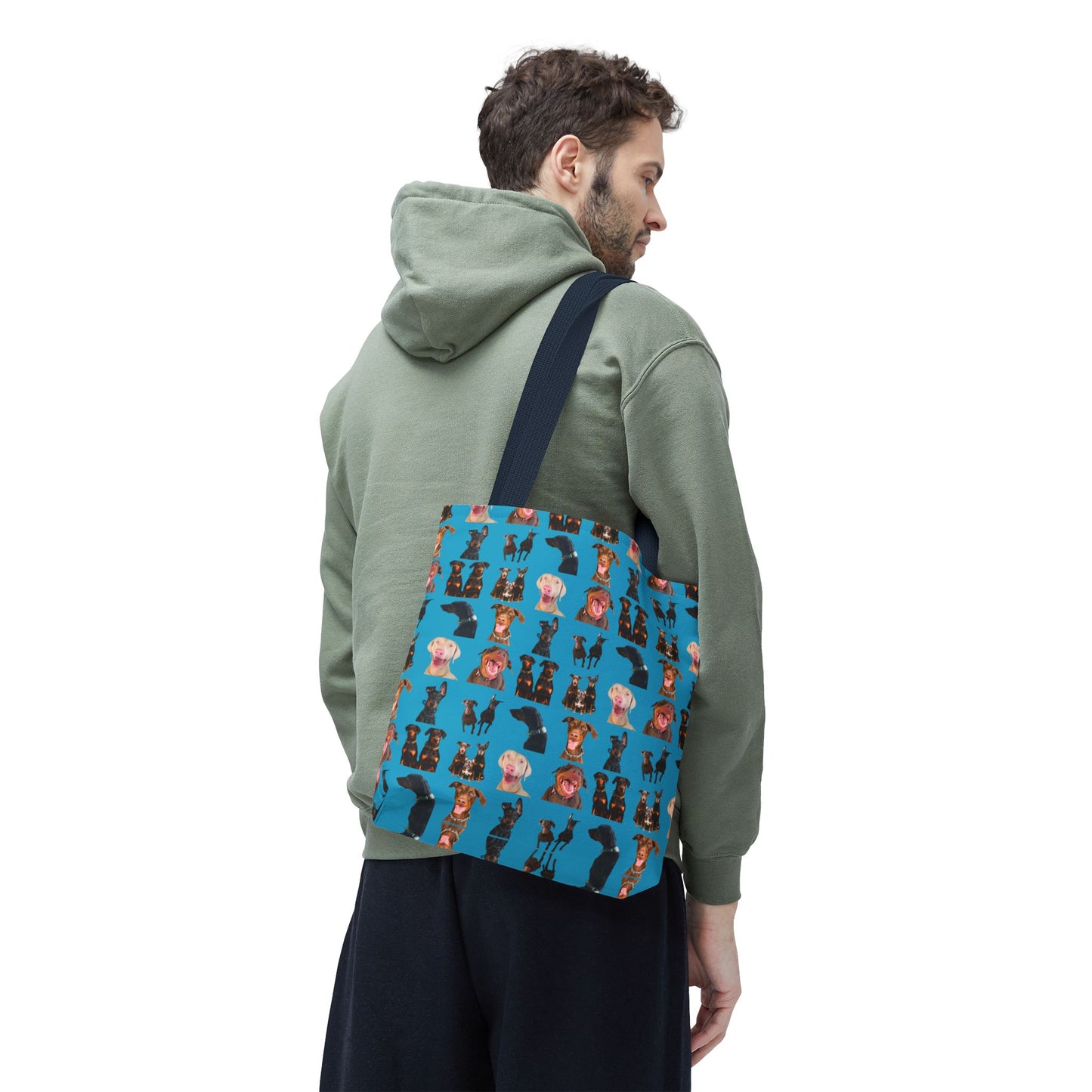 Edition 9 Doberman Model Pattern Turquoise Tote Bag