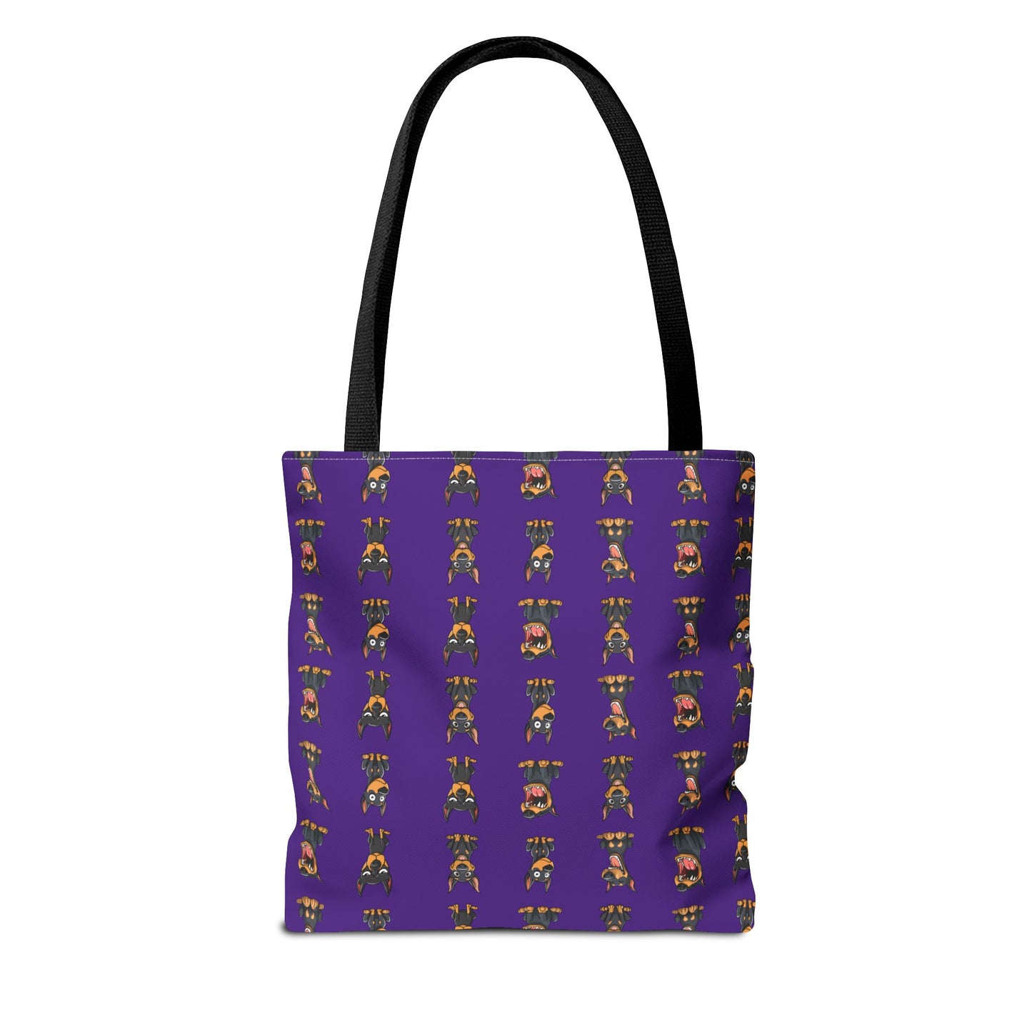Doberman Cartoon Pattern Purple Tote Bag