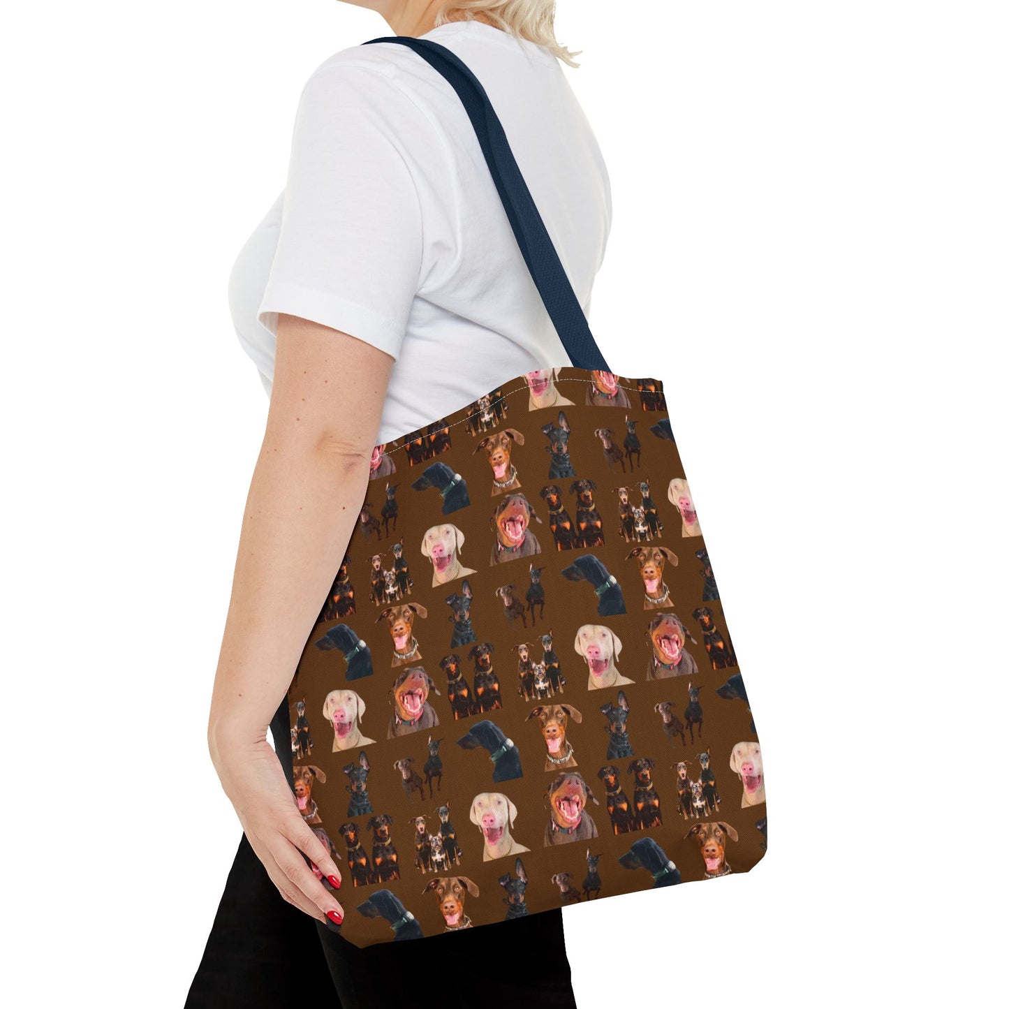 Edition 9 Doberman Model Pattern Brown Tote Bag