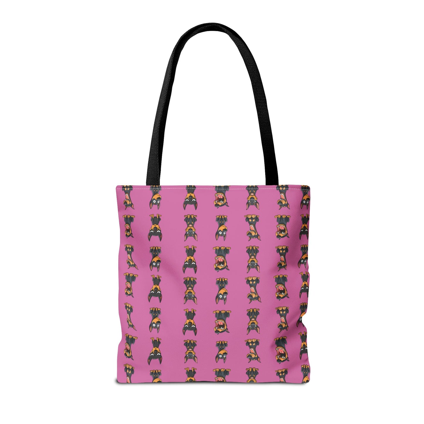 Doberman Cartoon Pattern Pink Tote Bag