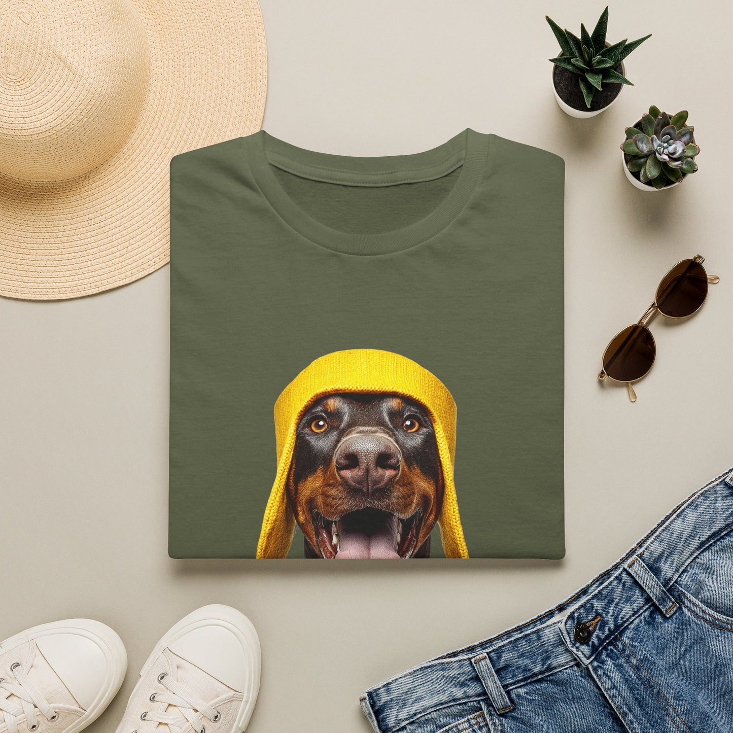 Doberman 3 Portrait T‑Shirt