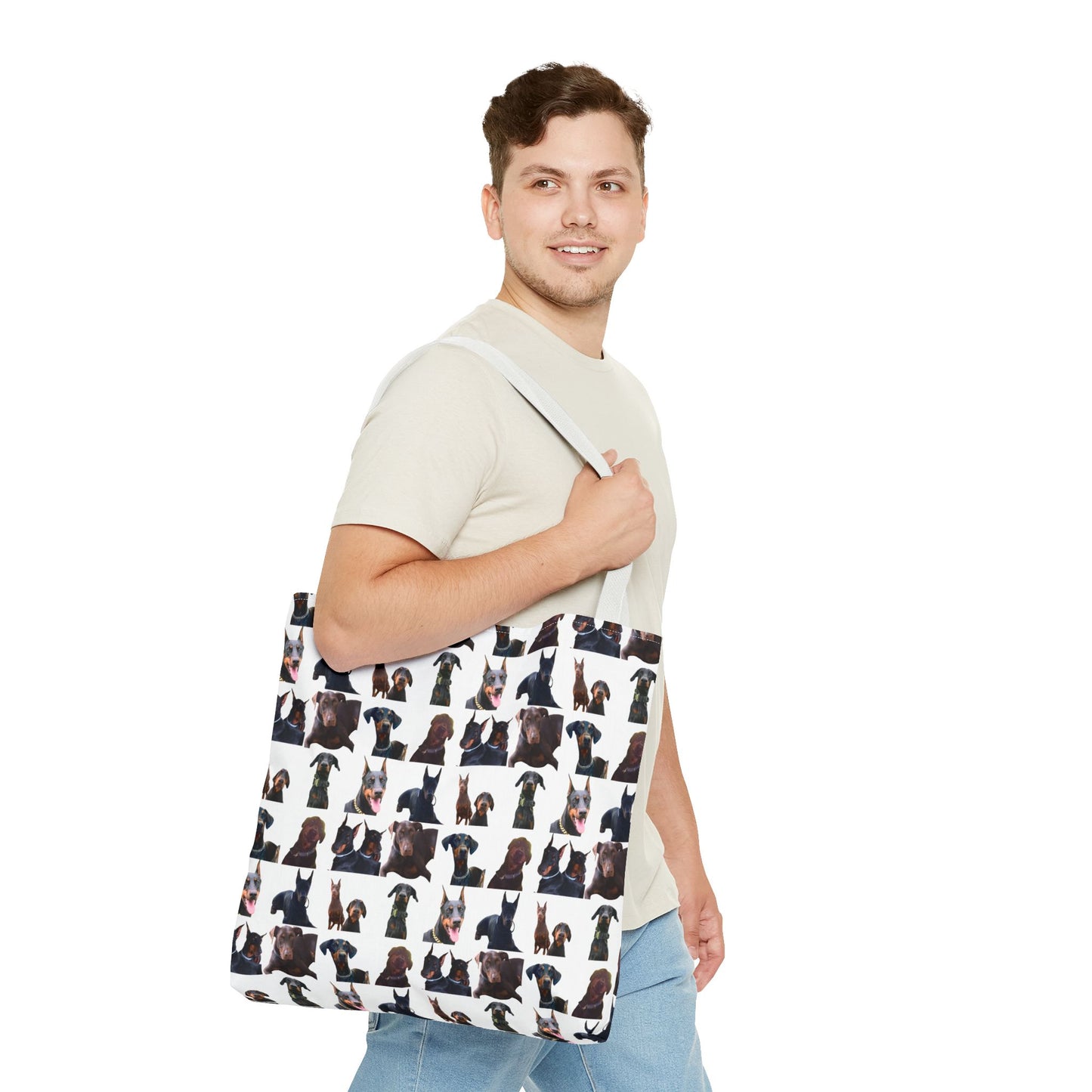 Edition 5 Doberman Model Pattern White Tote Bag