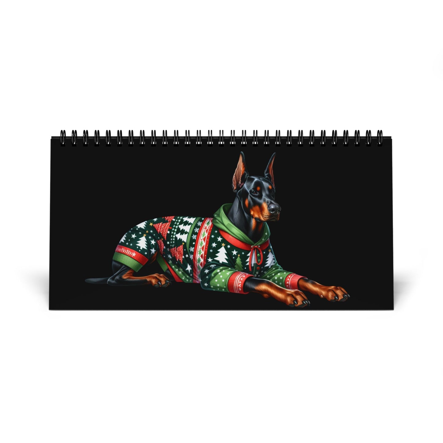 Custom Desktop Calendar — 2026 Doberman Holiday Portraits Grid