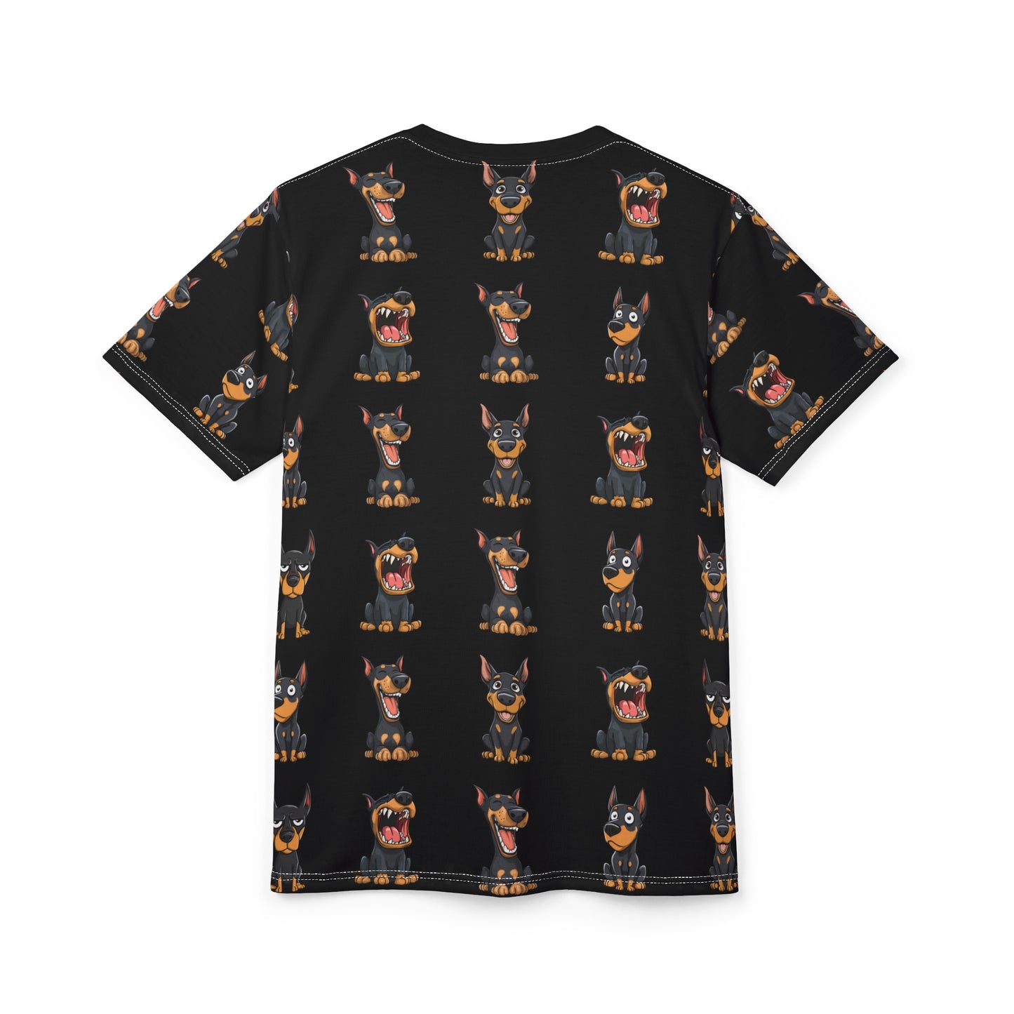 Doberman Pattern 1 All-Over-Print Tee — Cartoon Doberman Repeat Design