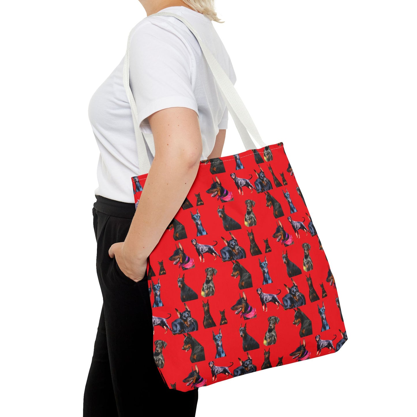 Edition 7 Doberman Model Pattern Red Tote Bag