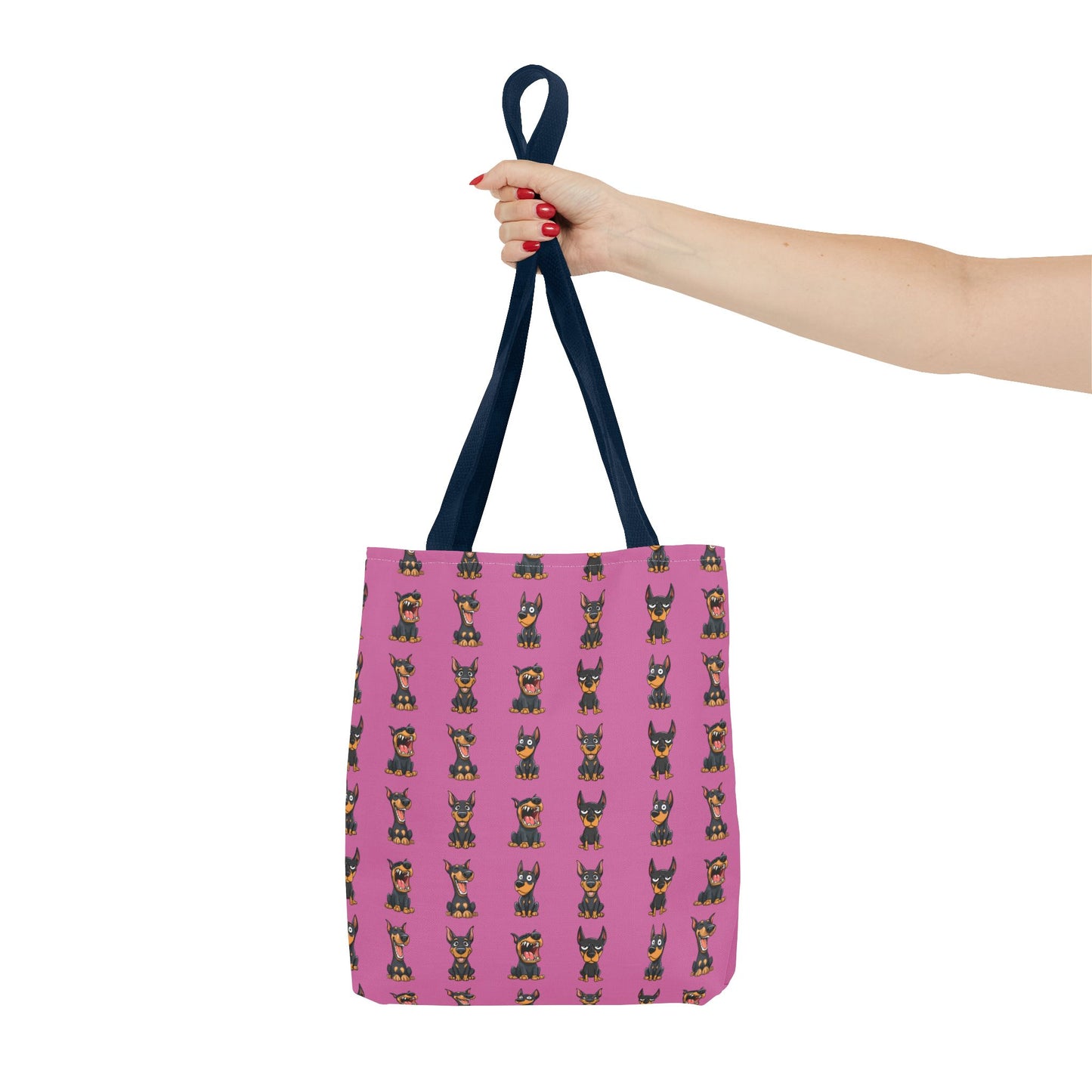 Doberman Cartoon Pattern Pink Tote Bag