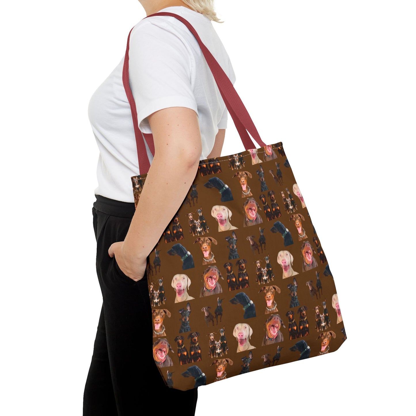 Edition 9 Doberman Model Pattern Brown Tote Bag
