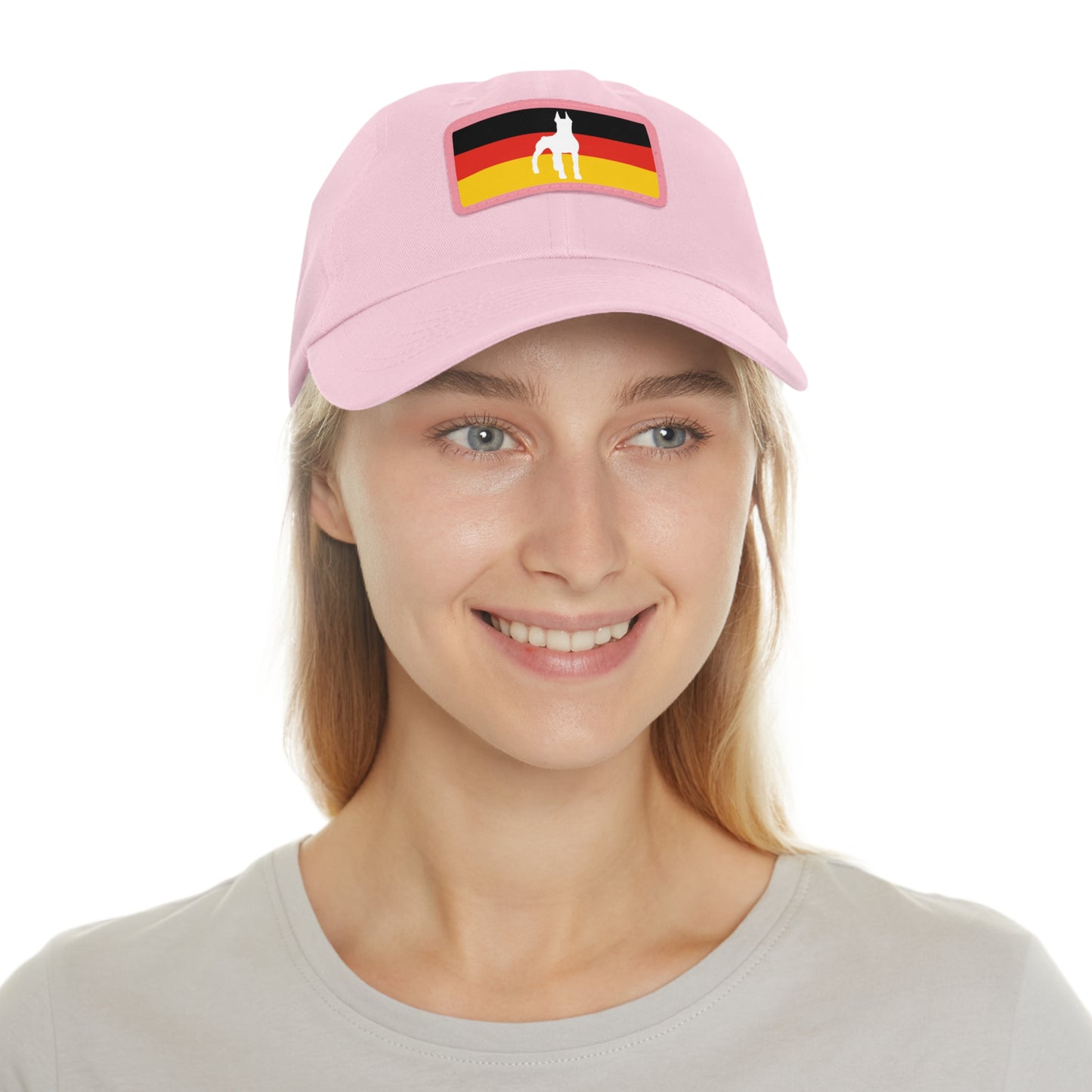 Doberman Germany Protect 1 Dad Hat with Leather Patch (Rectangle)