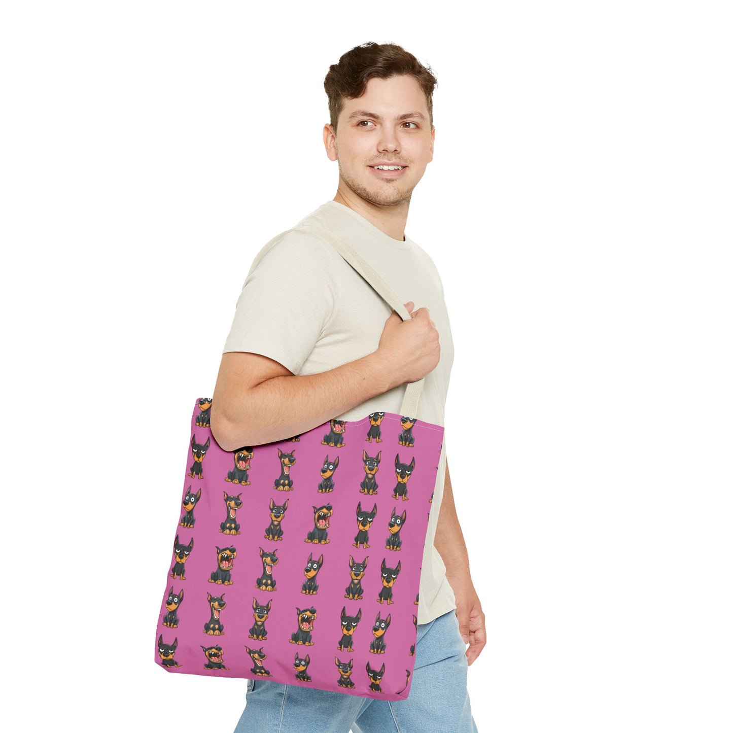 Doberman Cartoon Pattern Tote Bag