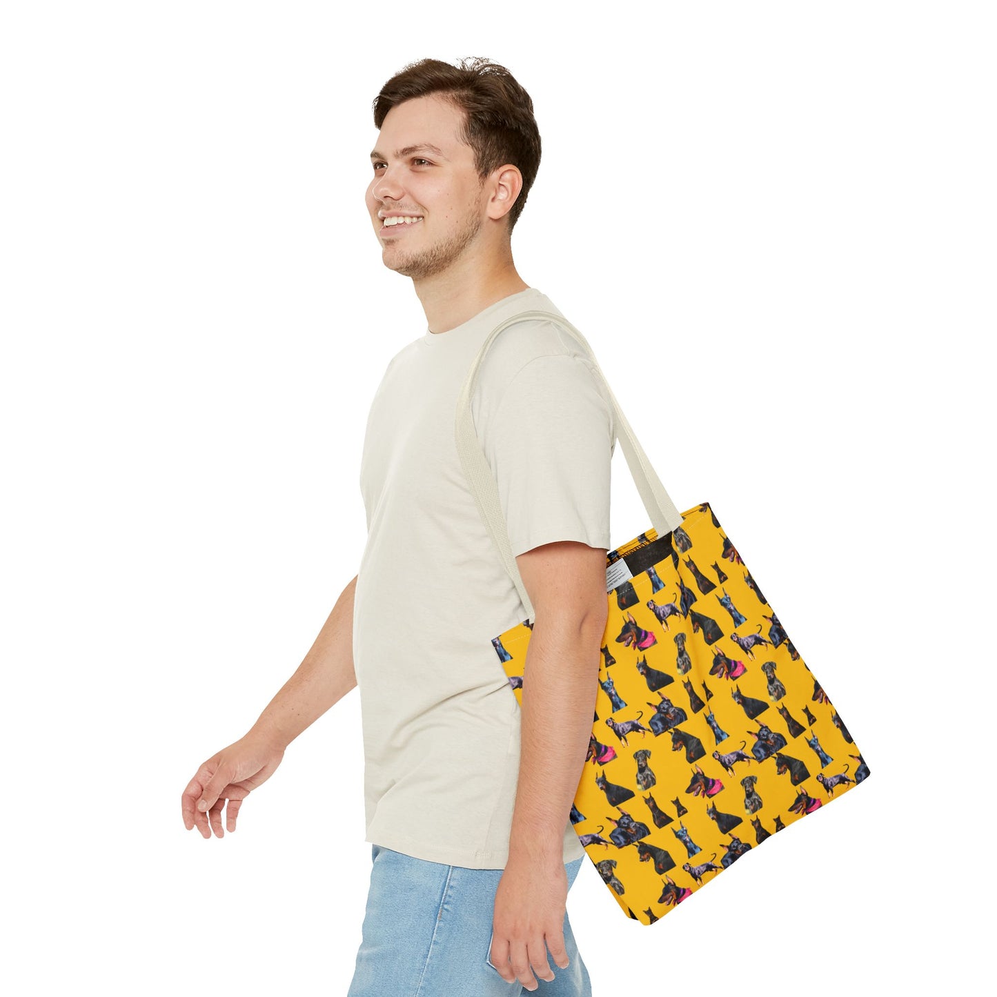 Edition 7 Doberman Model Pattern Yellow Tote Bag