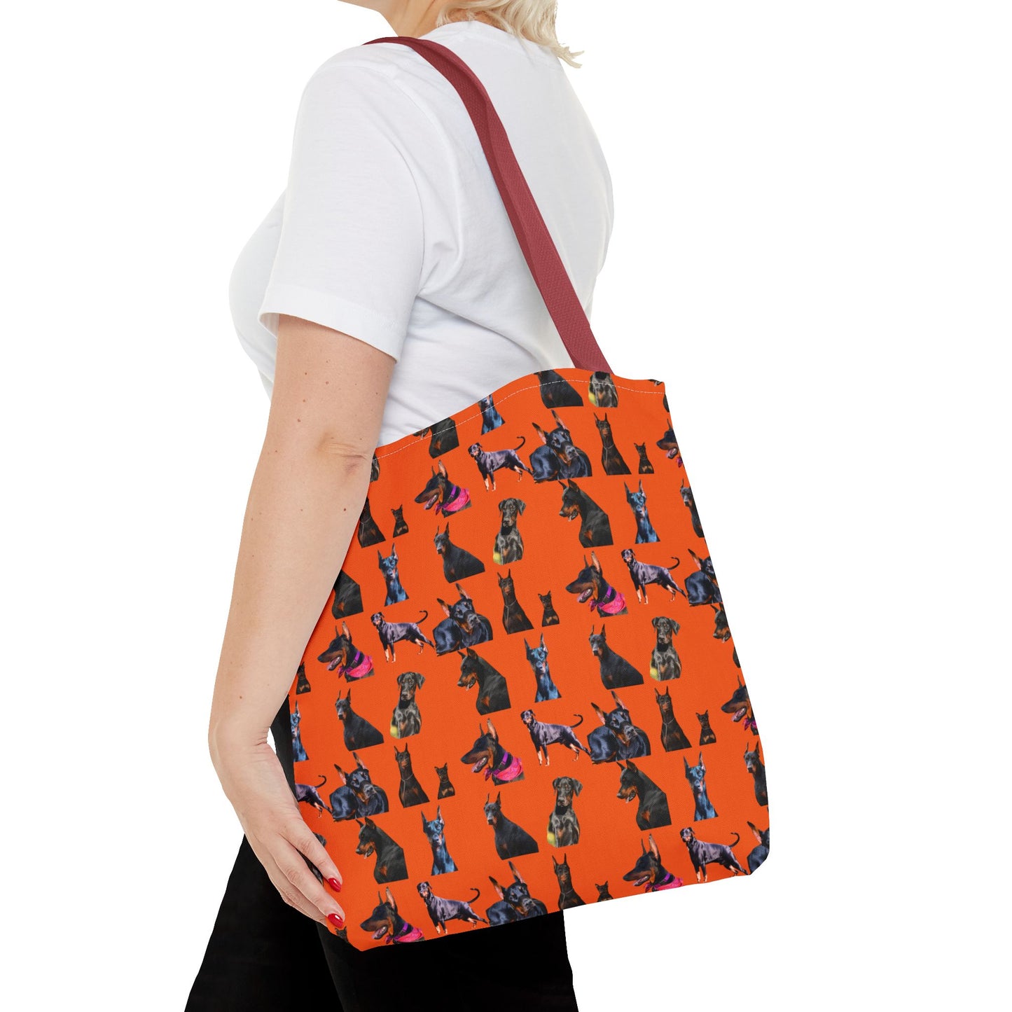Edition 7 Doberman Model Pattern Orange Tote Bag