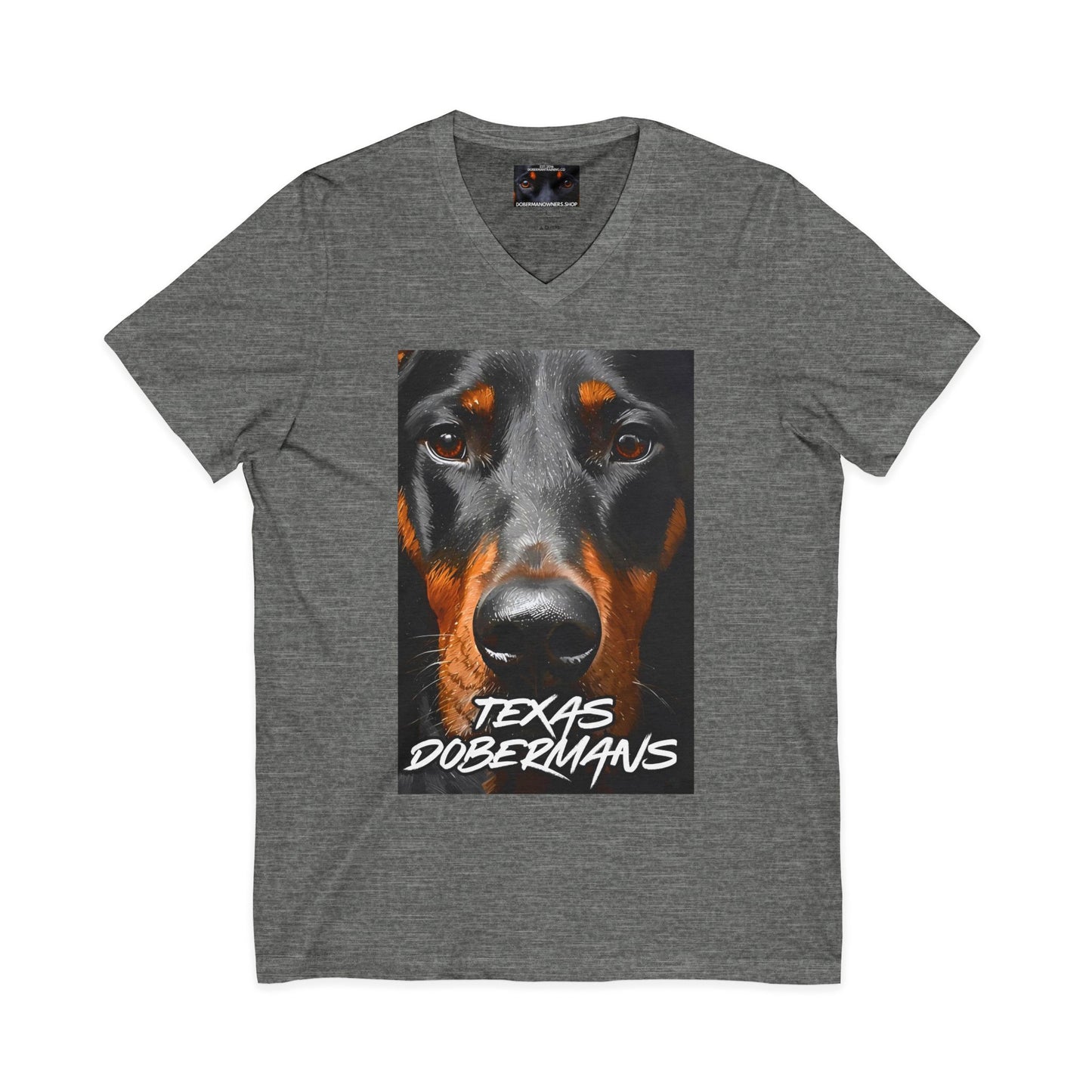Doberman Texas 1 Private Label Unisex Jersey Short Sleeve V-Neck Tee