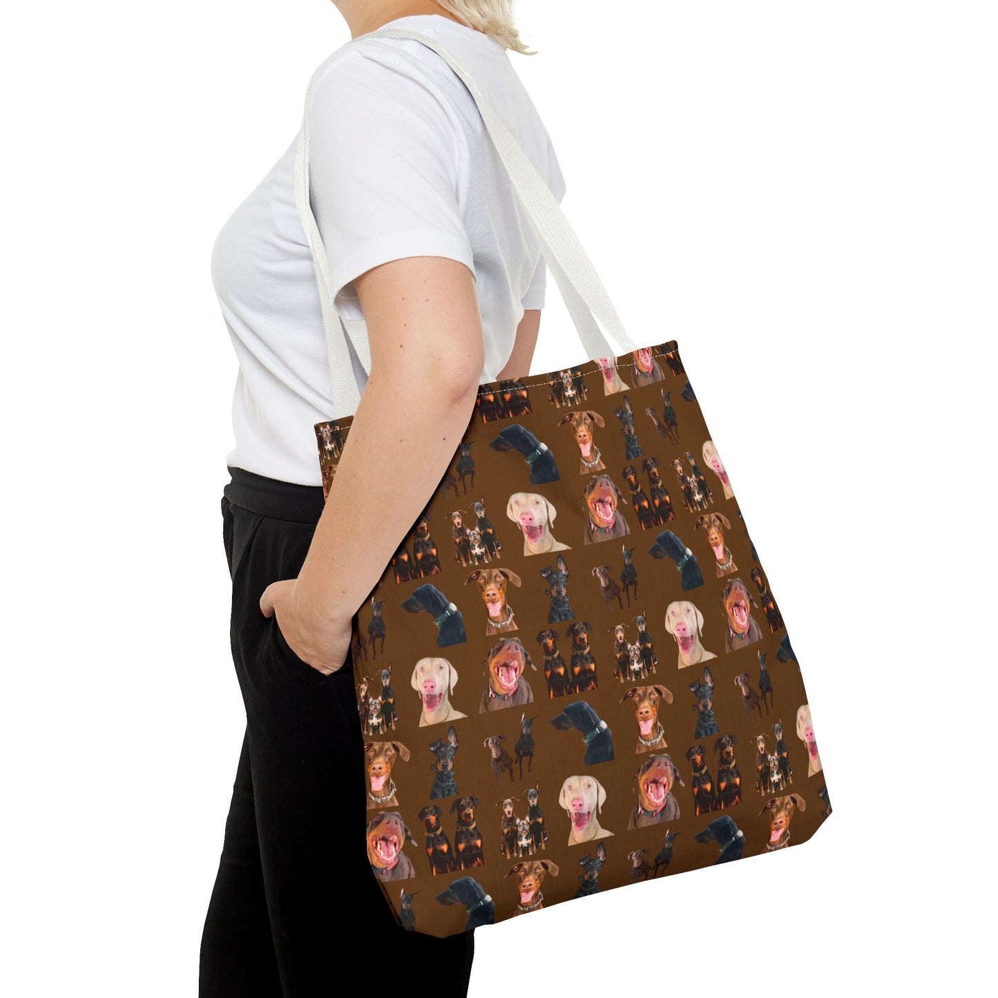 Edition 9 Doberman Model Pattern Brown Tote Bag