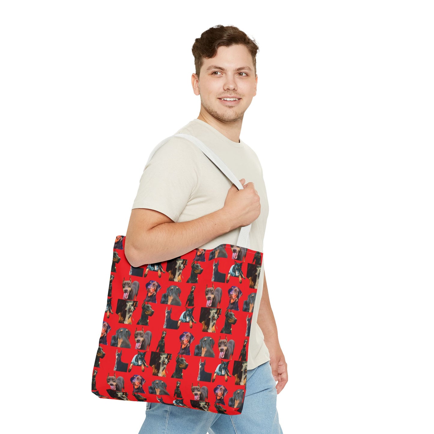 Edition 3 Doberman Model Pattern Red Tote Bag