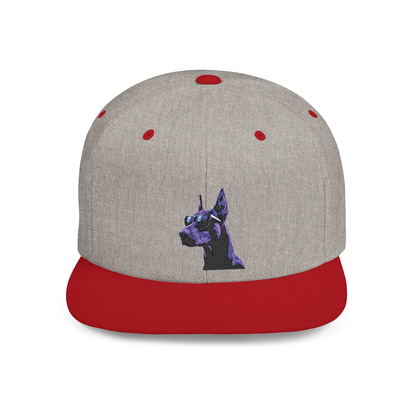Doberman 4 Embroidered Flat Bill Snapback