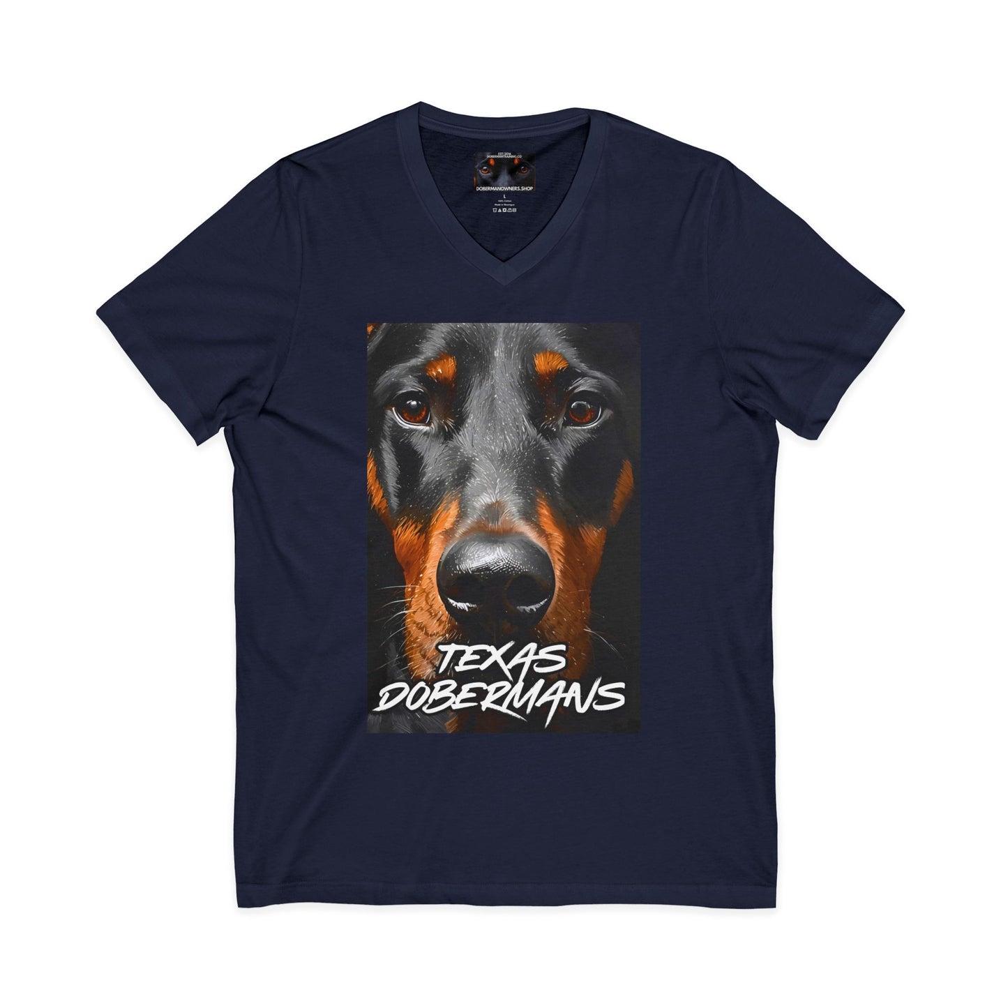 Doberman Texas 1 Private Label Unisex Jersey Short Sleeve V-Neck Tee