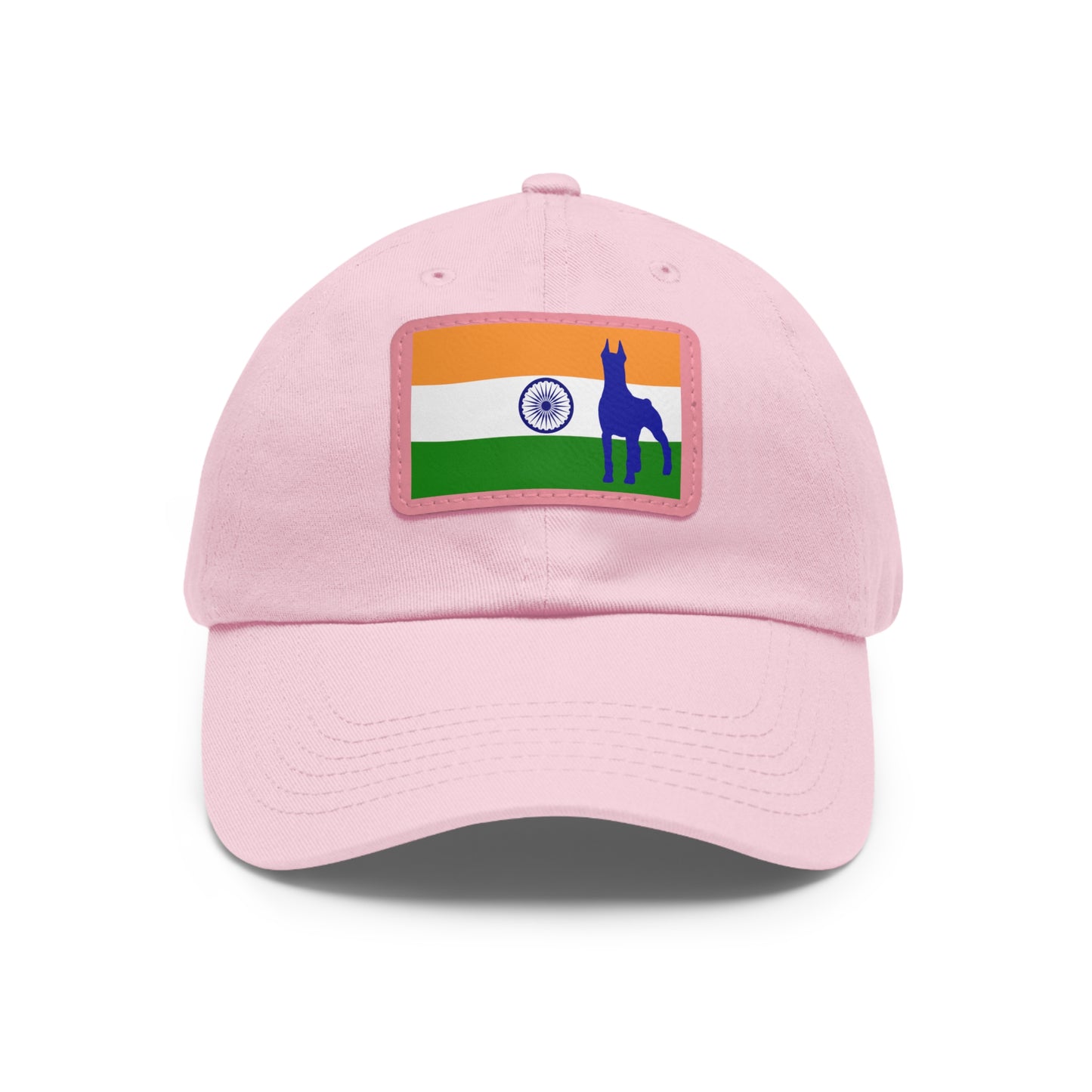 Doberman India Protect 1 Dad Hat with Leather Patch (Rectangle)