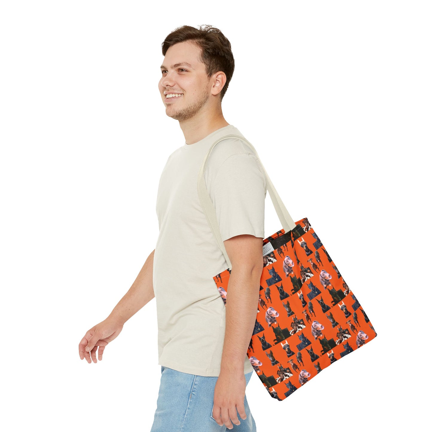 Edition 10 Doberman Model Pattern Orange Tote Bag