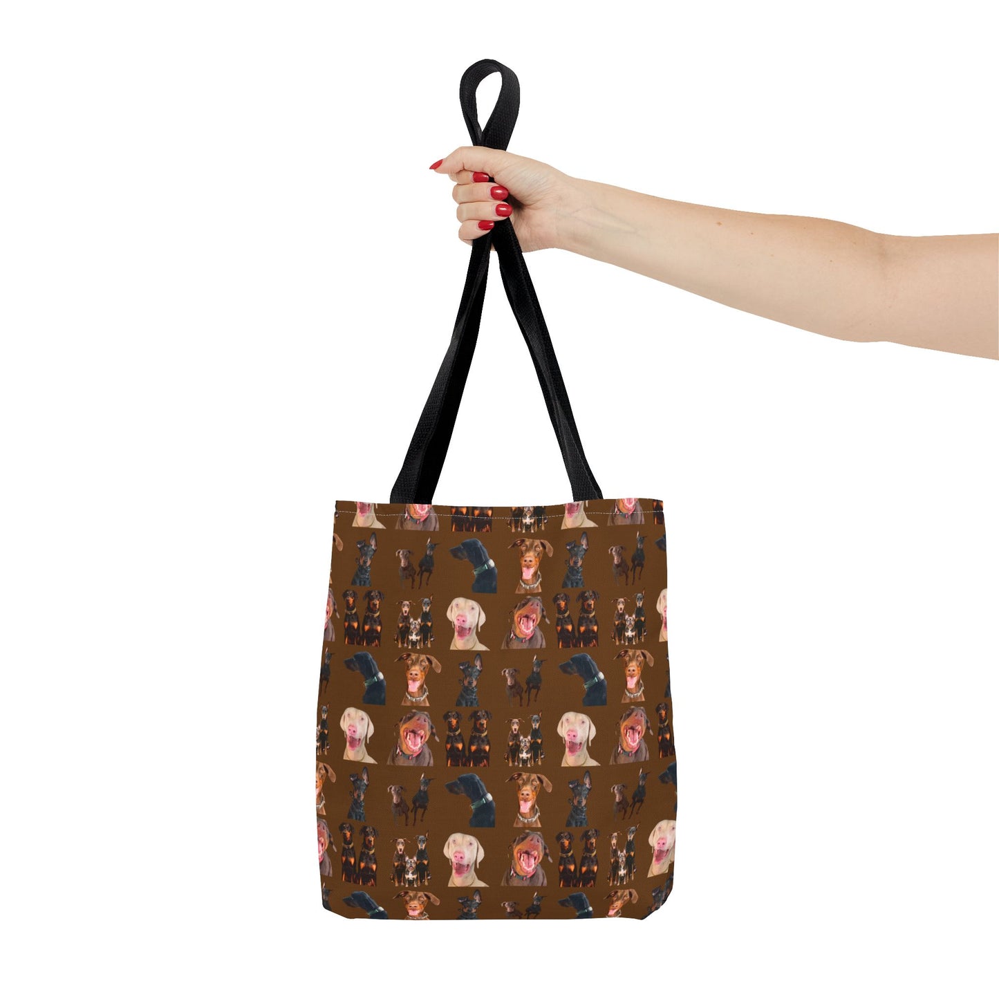 Edition 9 Doberman Model Pattern Brown Tote Bag