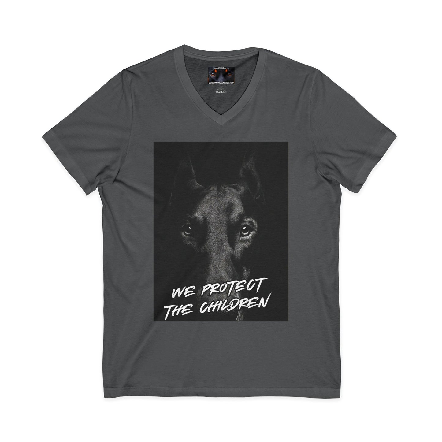 We protect 1 Private Label Unisex Jersey Short Sleeve V-Neck Tee