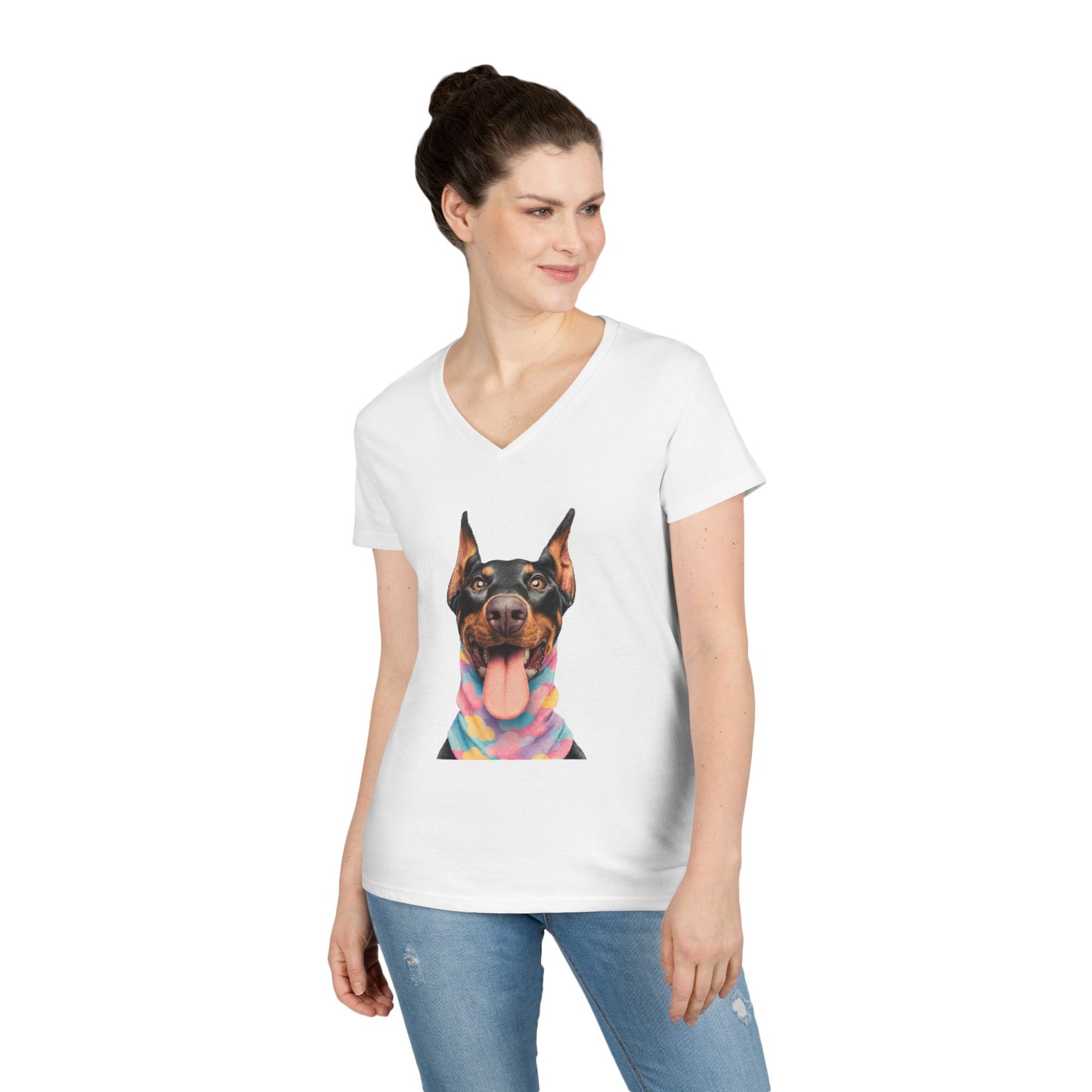 Doberman 1 V-Neck Tee Shirt for Women