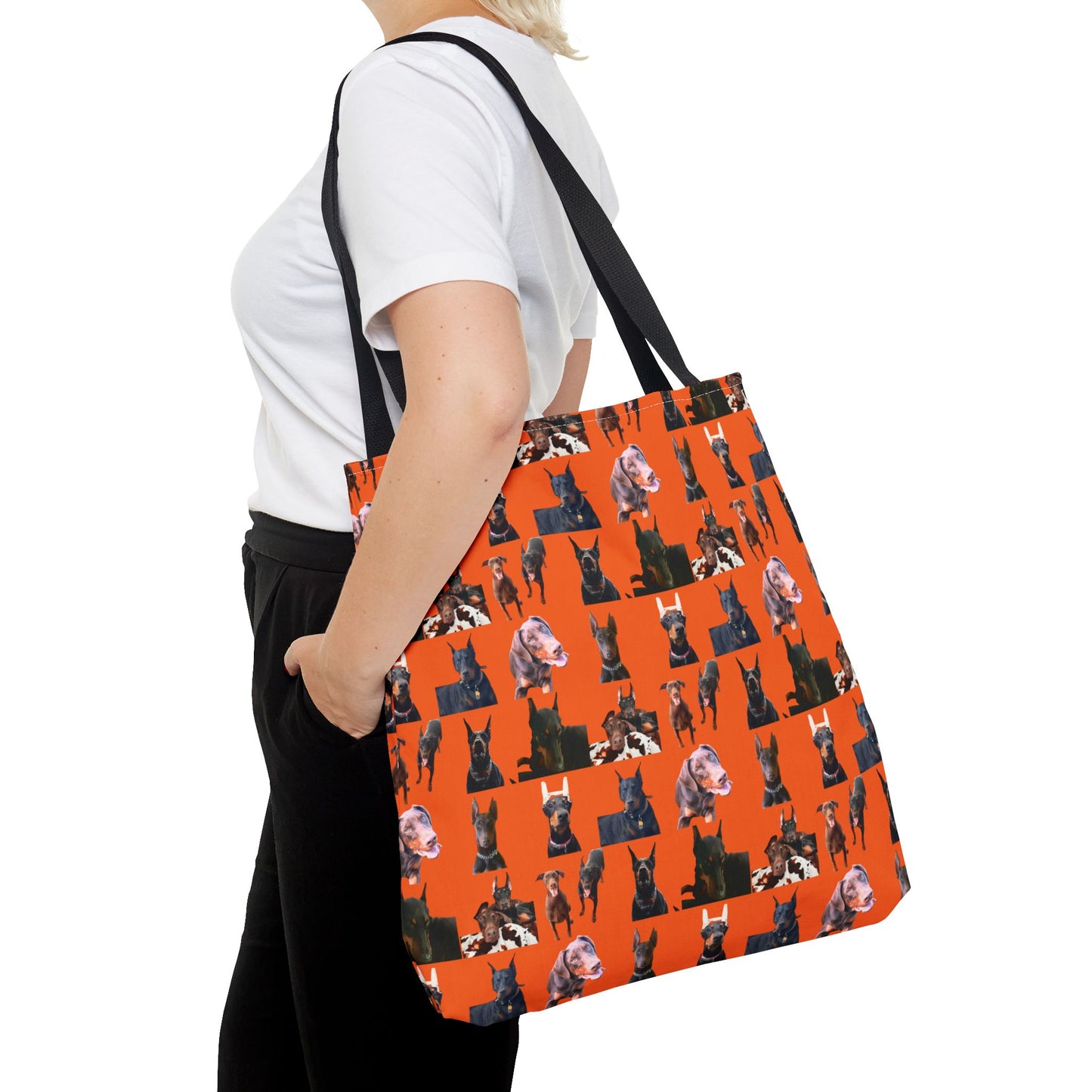 Edition 10 Doberman Model Pattern Orange Tote Bag